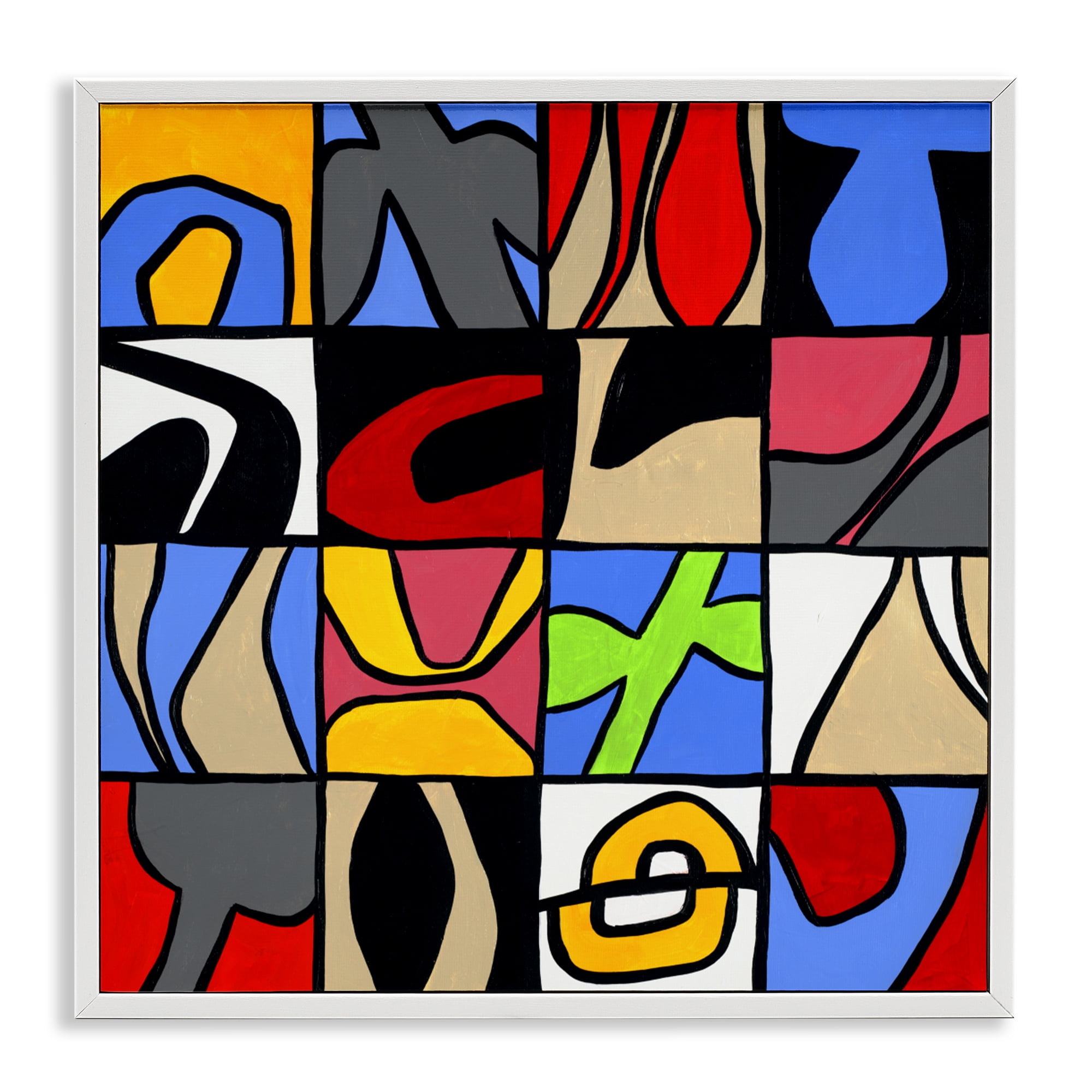 Stupell Industries Alternating Contrast Shapes Abstraction White Framed Giclee Art, design by Ruth Fromstein