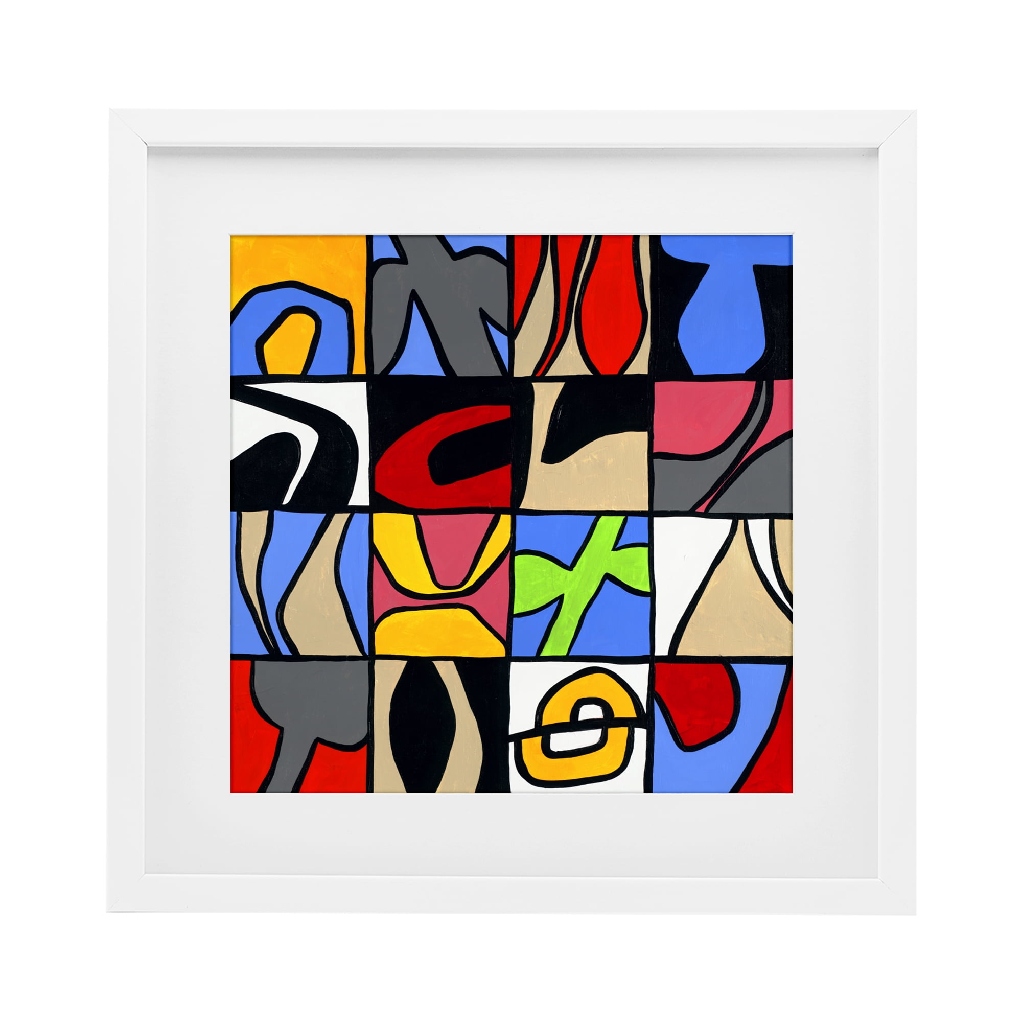 Stupell Industries Alternating Contrast Shapes Abstraction White Framed Print Under Glass, design by Ruth Fromstein