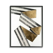 Stupell Industries Alternating Geometric Ribbon Abstract Painting Black Framed Art Print Wall Art, 11 x 14
