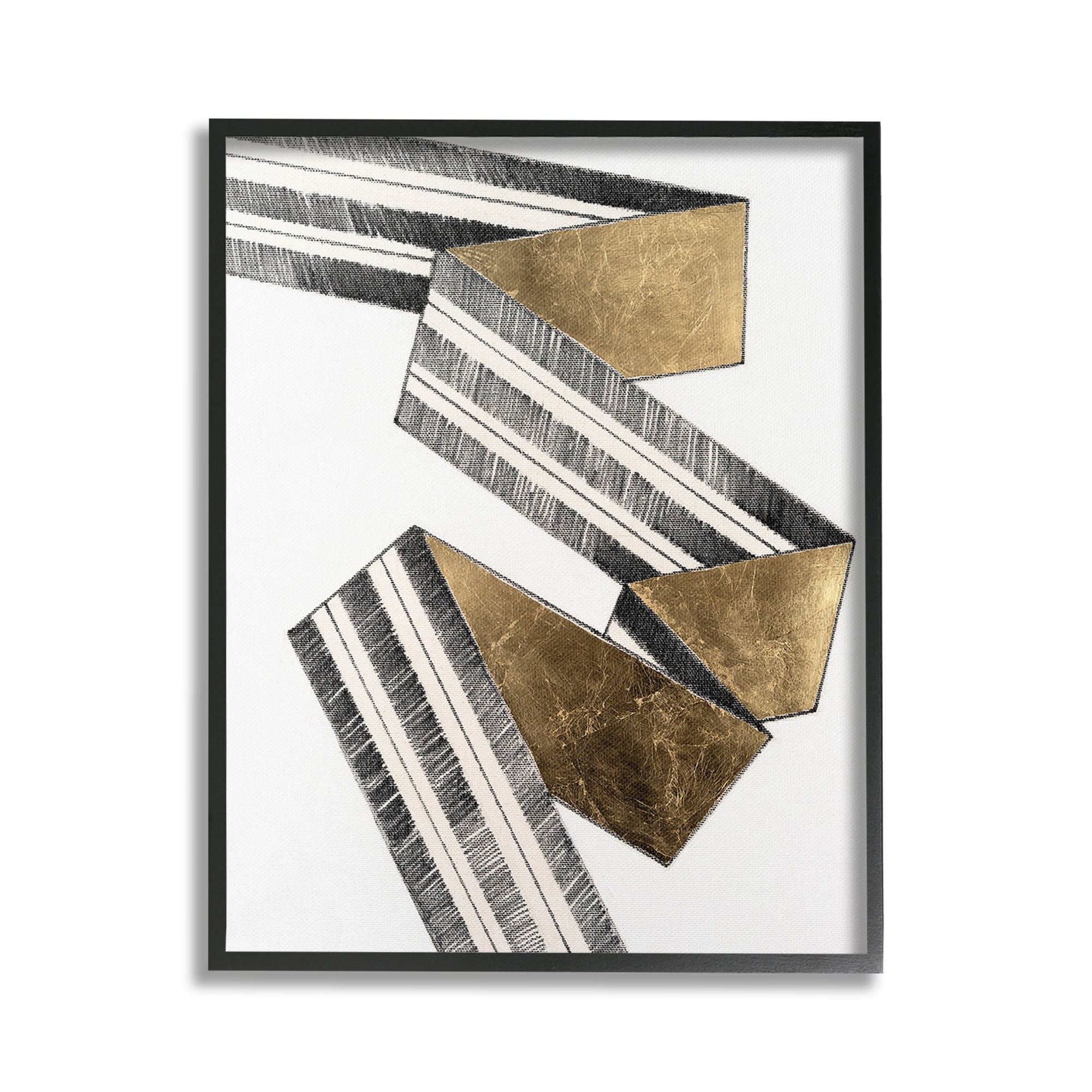 Stupell Industries Alternating Geometric Ribbon Abstract Painting Black Framed Art Print Wall Art, 24 x 30
