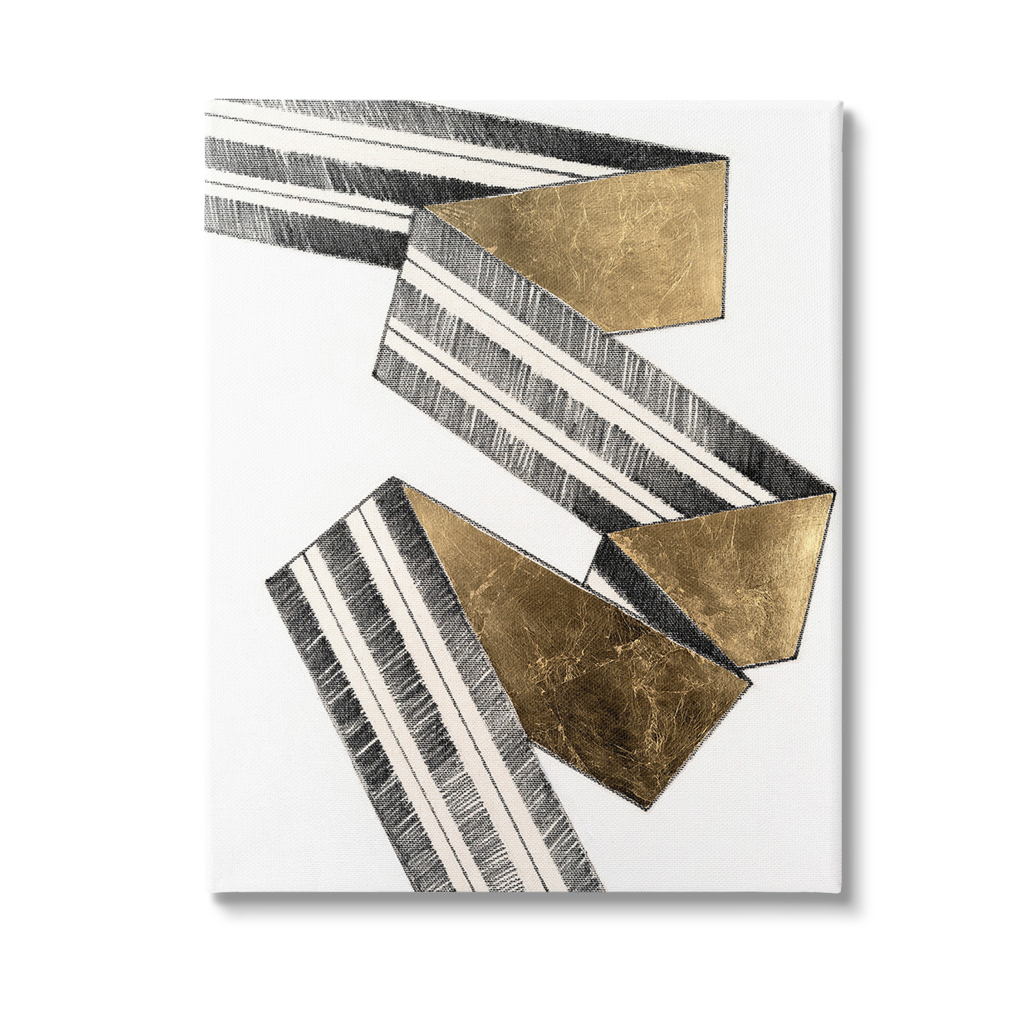 Stupell Industries Alternating Geometric Ribbon Abstract Painting Gallery Wrapped Canvas Art Print Wall Art, 24 x 30