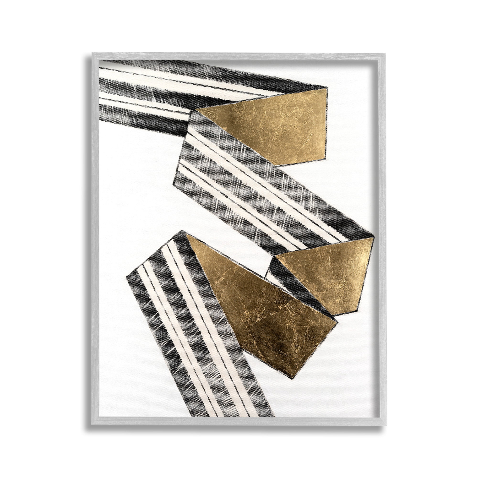 Stupell Industries Alternating Geometric Ribbon Abstract Painting Gray Framed Art Print Wall Art, 11 x 14