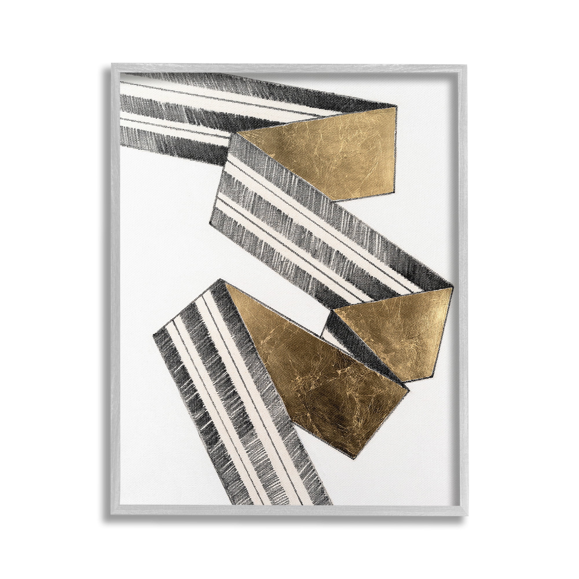 Stupell Industries Alternating Geometric Ribbon Abstract Painting Gray Framed Art Print Wall Art, 16 x 20