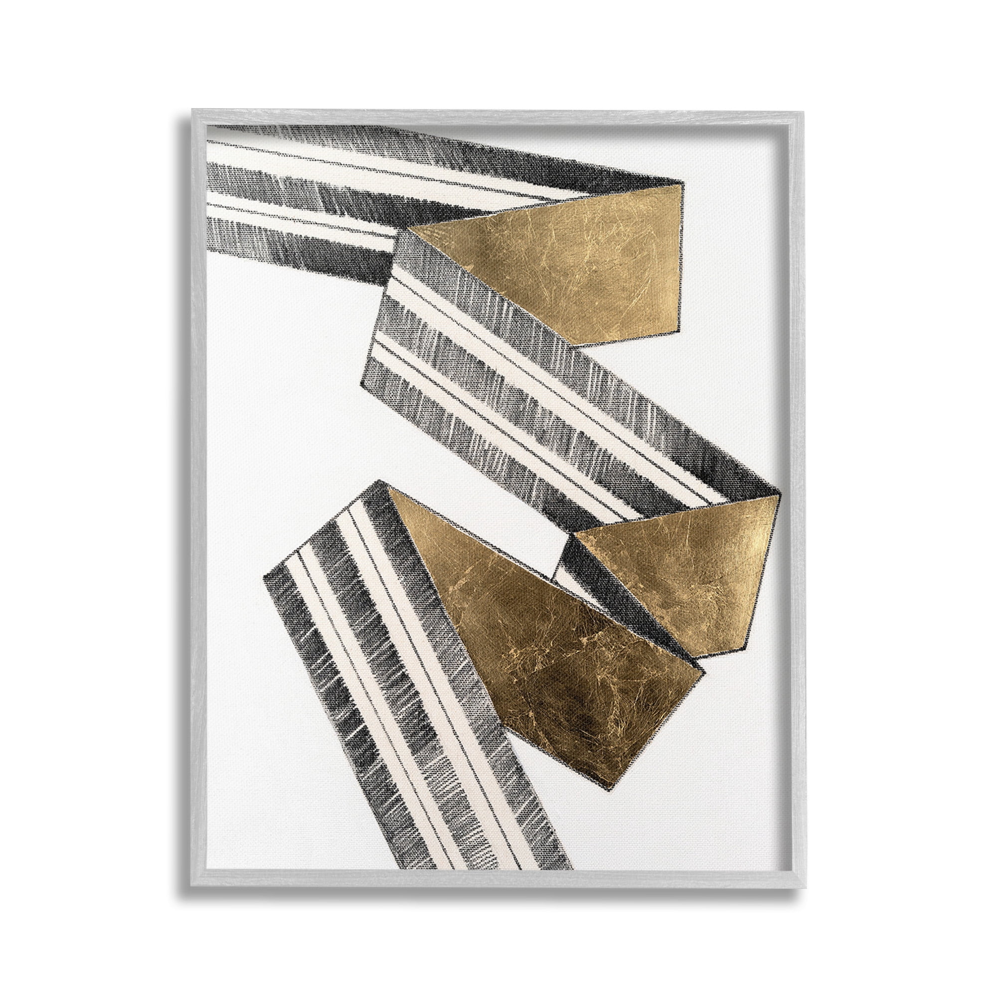 Stupell Industries Alternating Geometric Ribbon Abstract Painting Gray Framed Art Print Wall Art, 24 x 30