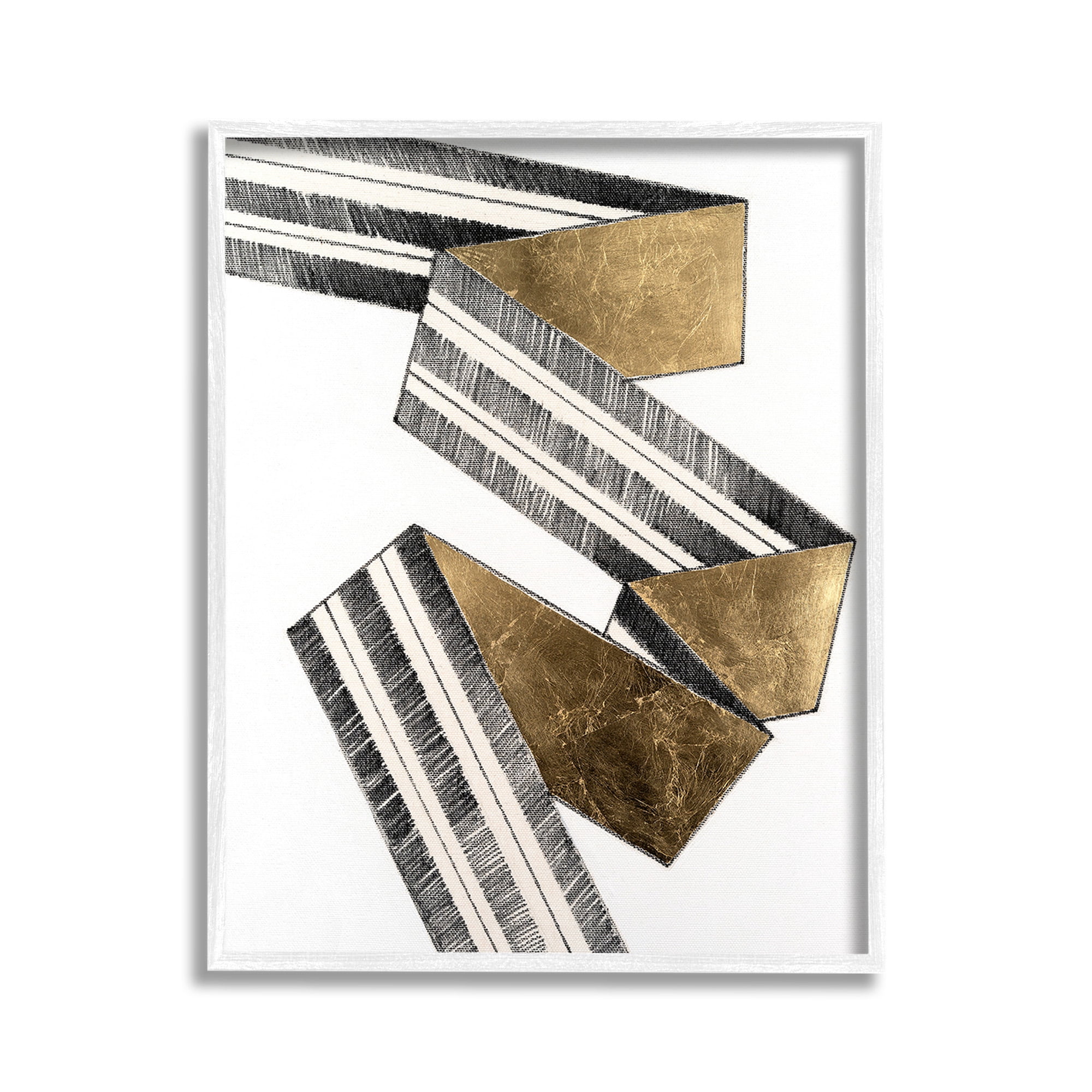 Stupell Industries Alternating Geometric Ribbon Abstract Painting White Framed Art Print Wall Art, 11 x 14