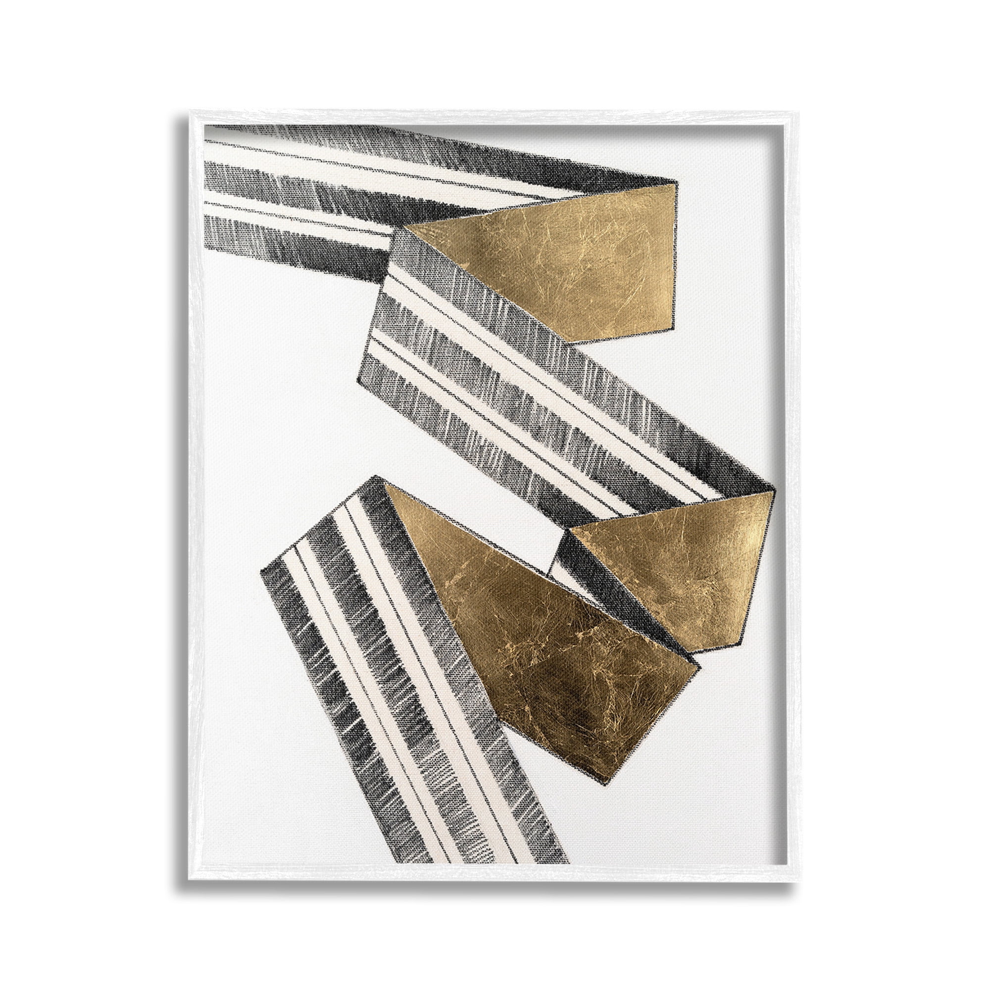 Stupell Industries Alternating Geometric Ribbon Abstract Painting White Framed Art Print Wall Art, 16 x 20