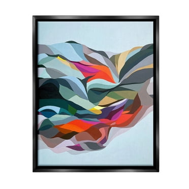 Stupell Industries Alternating Geometric Shapes Abstract Painting Black Floater Framed Canvas Art Print Wall Art, 17 x 21