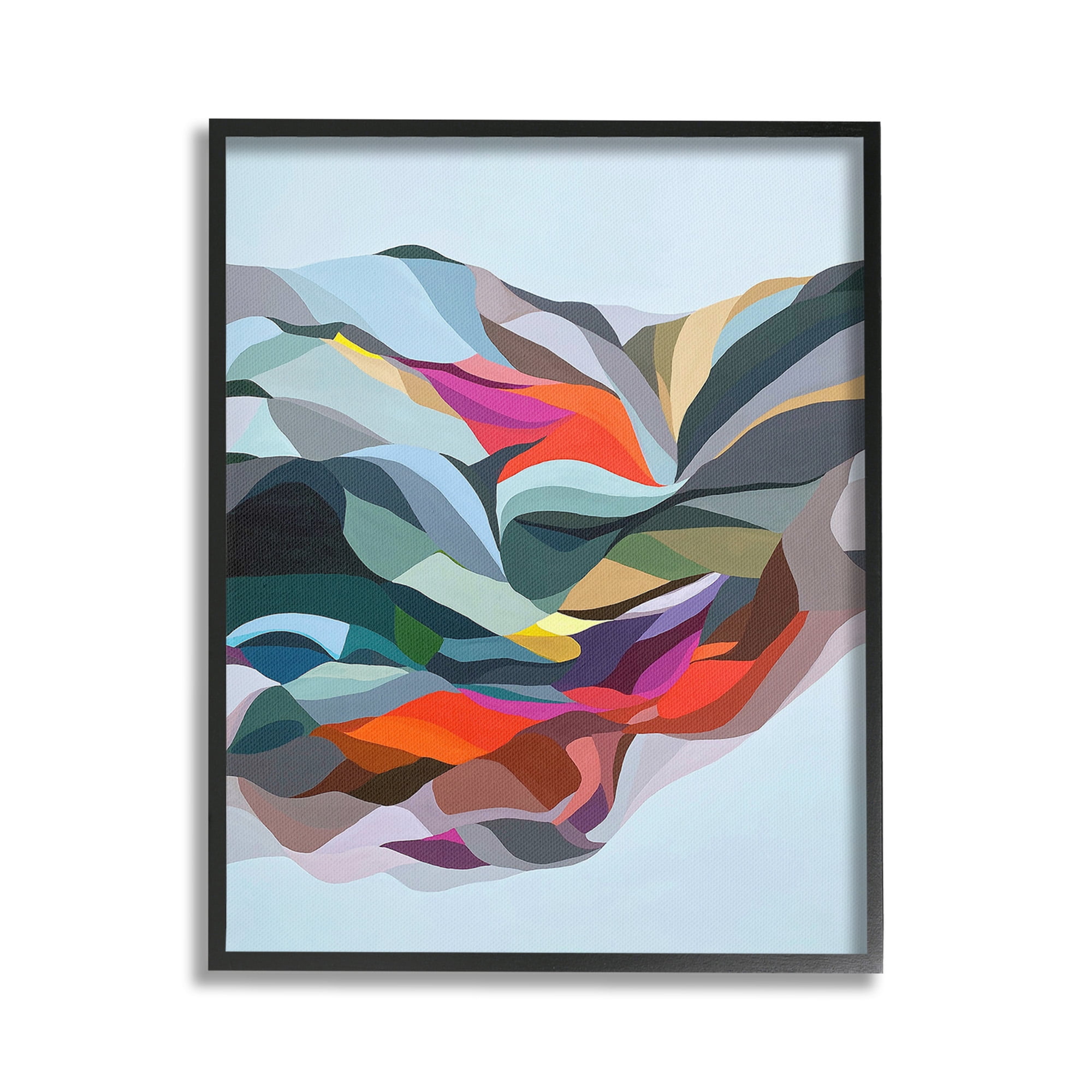 Stupell Industries Alternating Geometric Shapes Abstract Painting Black Framed Art Print Wall Art, 16 x 20