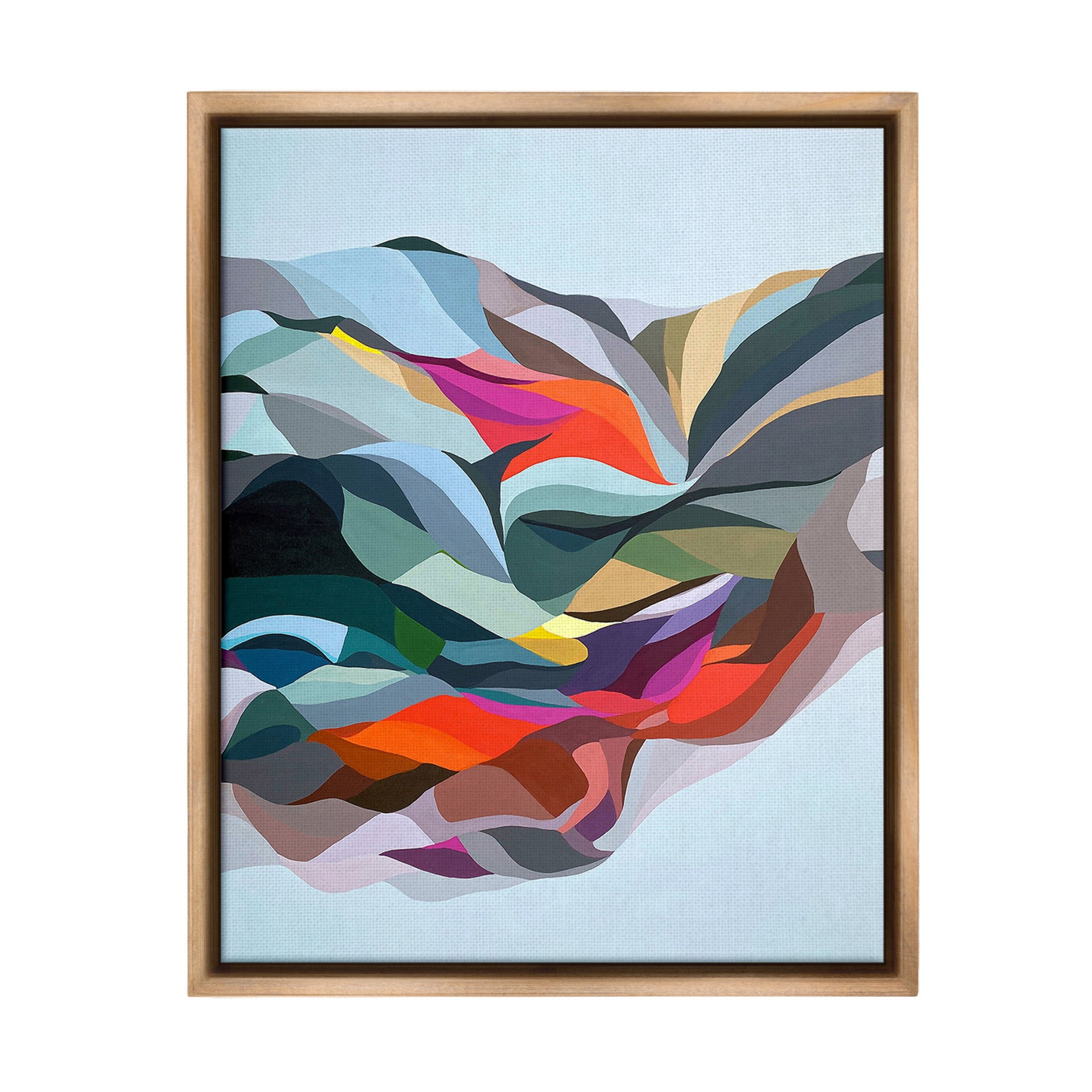 Stupell Industries Alternating Geometric Shapes Abstract Painting Brown Floater Framed Canvas Art Print Wall Art, 25 x 31