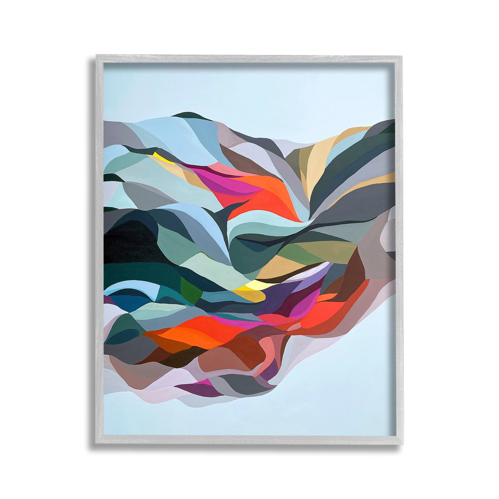 Stupell Industries Alternating Geometric Shapes Abstract Painting Gray Framed Art Print Wall Art, 11 x 14