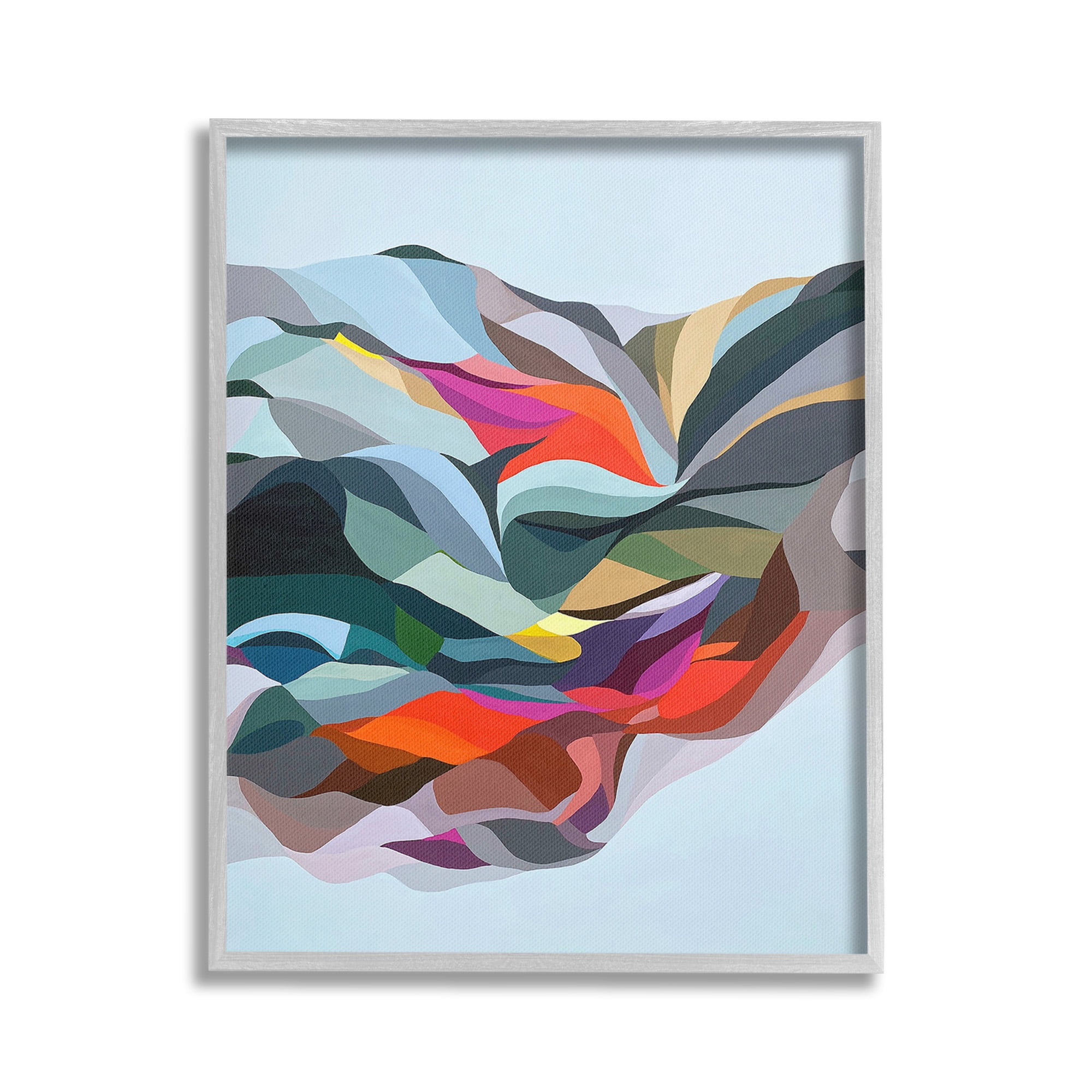 Stupell Industries Alternating Geometric Shapes Abstract Painting Gray Framed Art Print Wall Art, 24 x 30