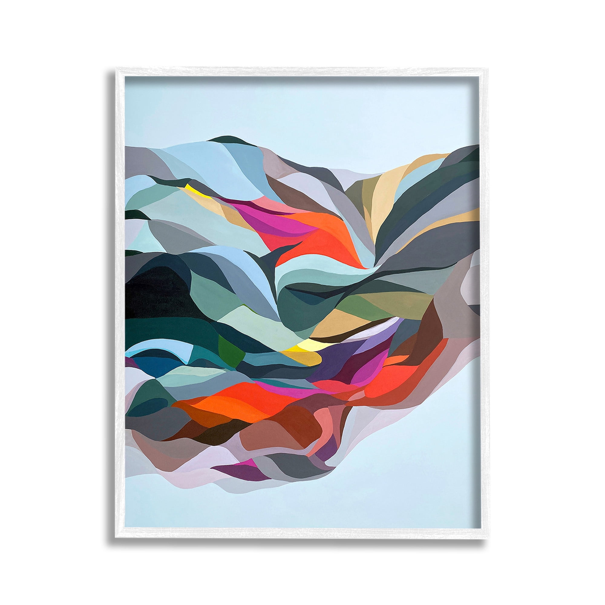 Stupell Industries Alternating Geometric Shapes Abstract Painting White Framed Art Print Wall Art, 11 x 14
