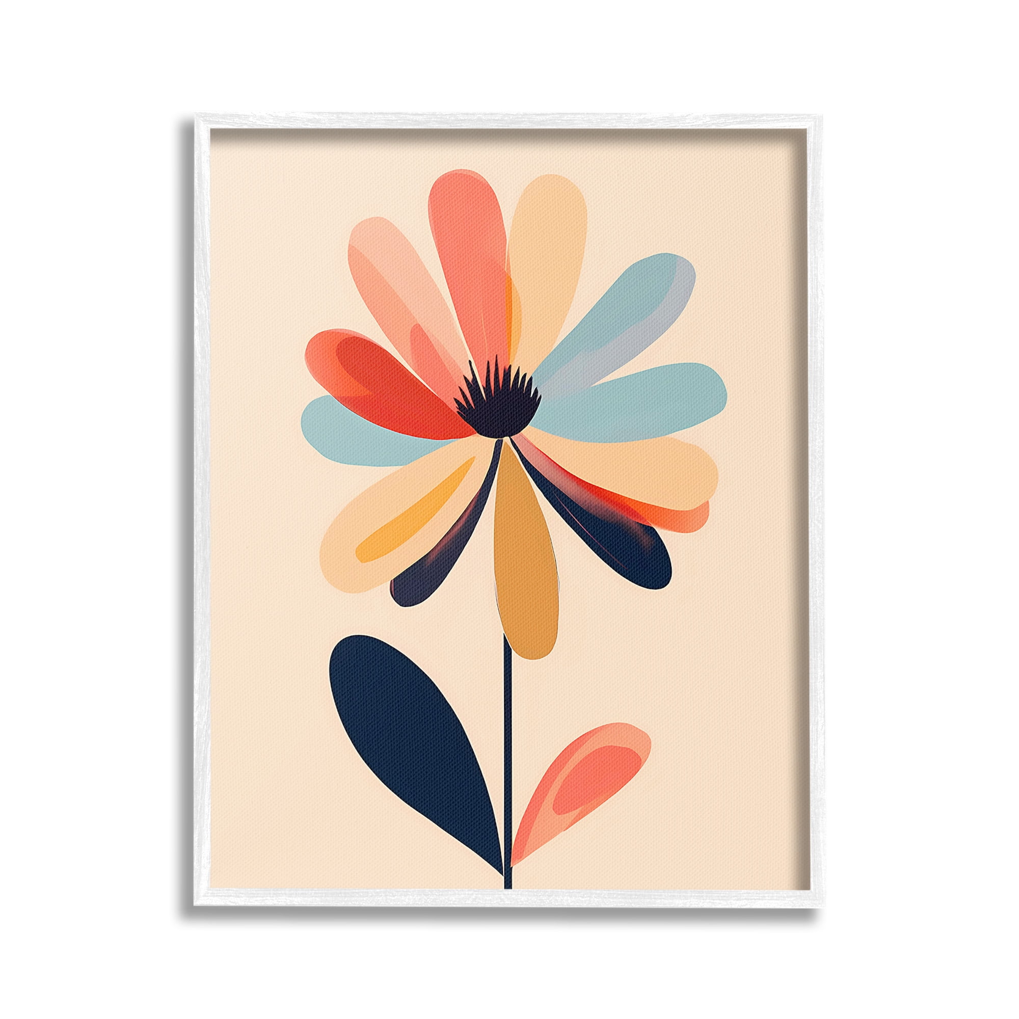 Stupell Industries Alternating Petals Flower Botanical & Floral Painting White Framed Art Print Wall Art, 16 x 20