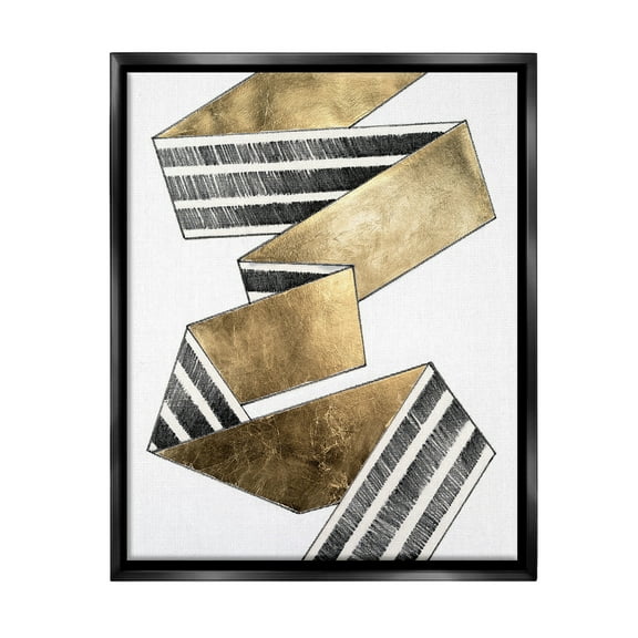 Stupell Industries Alternating Striped Ribbon Abstract Painting Black Floater Framed Canvas Art Print Wall Art, 17 x 21