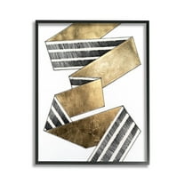 Stupell Industries Alternating Striped Ribbon Abstract Painting Black Framed Art Print Wall Art, 11 x 14