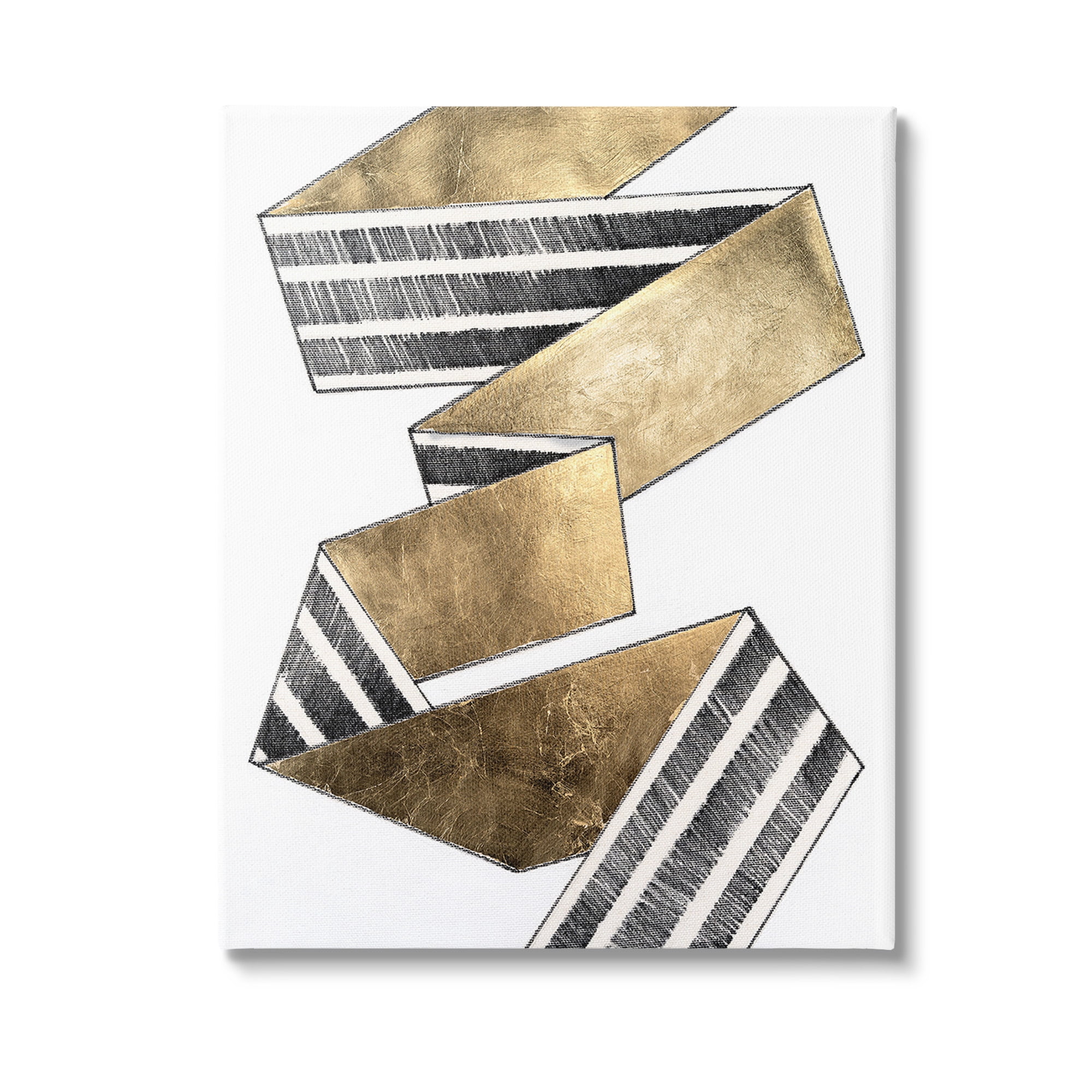 Stupell Industries Alternating Striped Ribbon Abstract Painting Gallery Wrapped Canvas Art Print Wall Art, 36 x 48