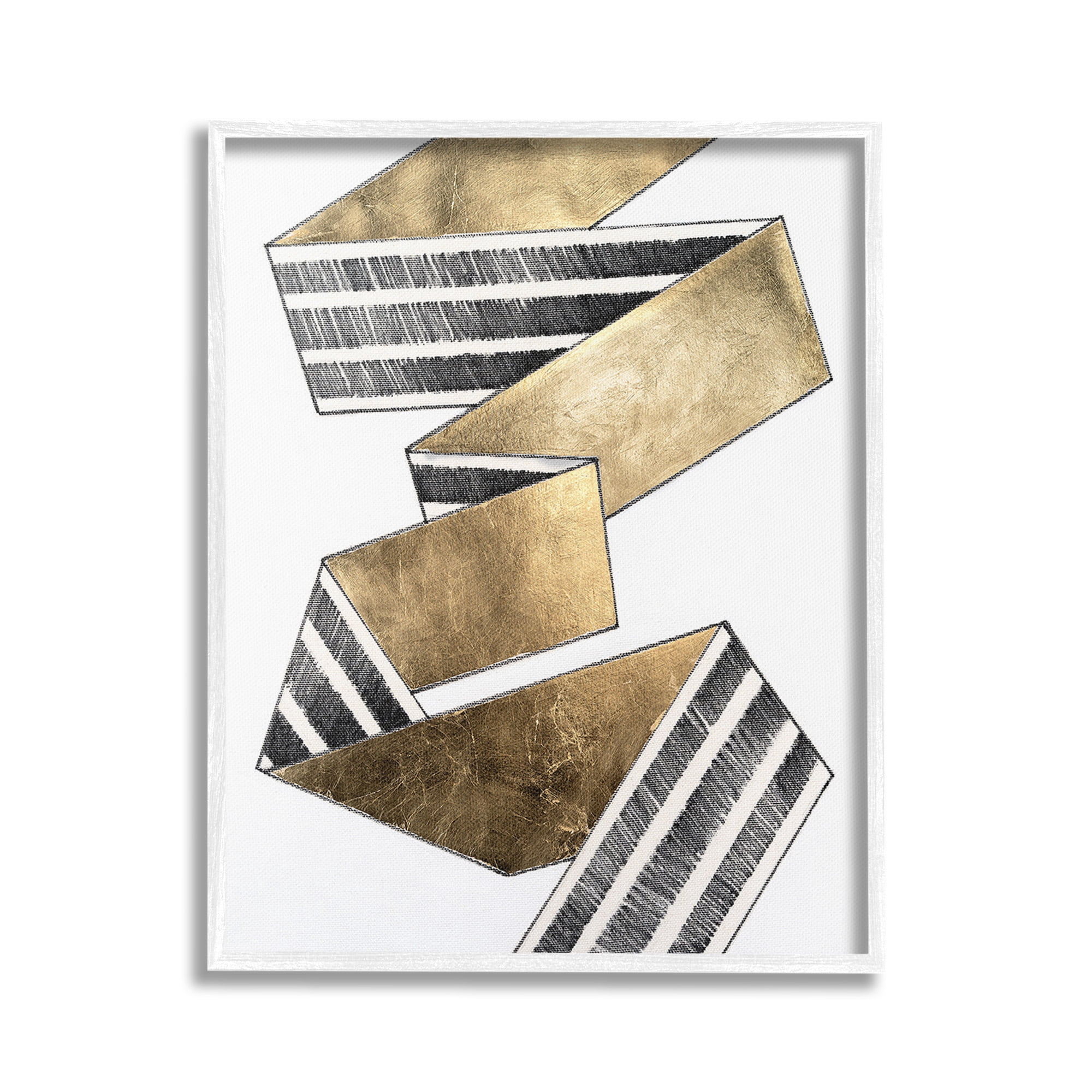 Stupell Industries Alternating Striped Ribbon Abstract Painting White Framed Art Print Wall Art, 24 x 30