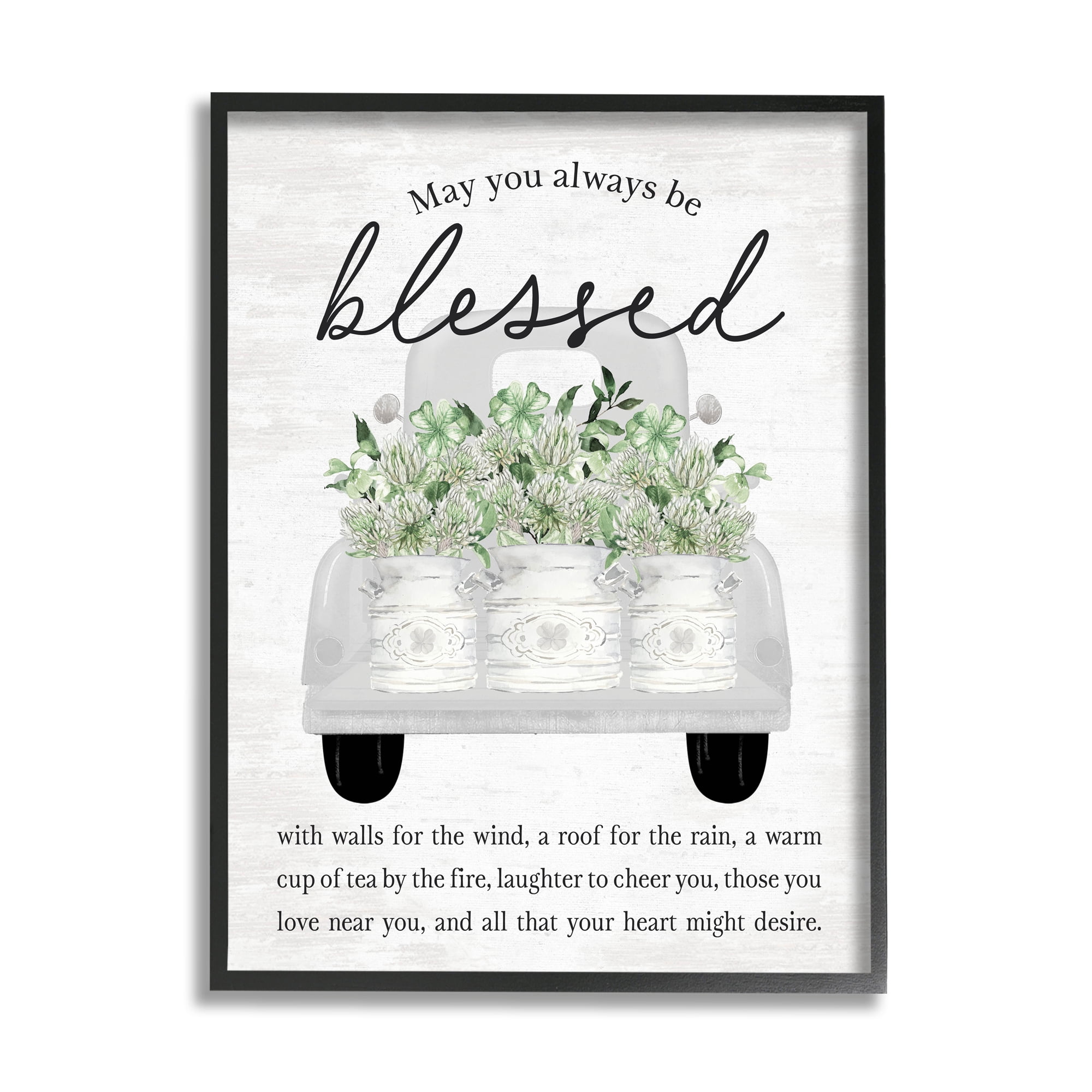Stupell Industries Always Be Blessed Proverb Transportation Painting Black Framed Art Print Wall Art, 24 x 30