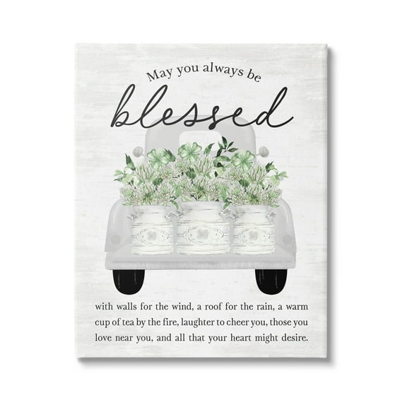 Stupell Industries Always Be Blessed Proverb Transportation Painting Gallery Wrapped Canvas Art Print Wall Art, 24 x 30