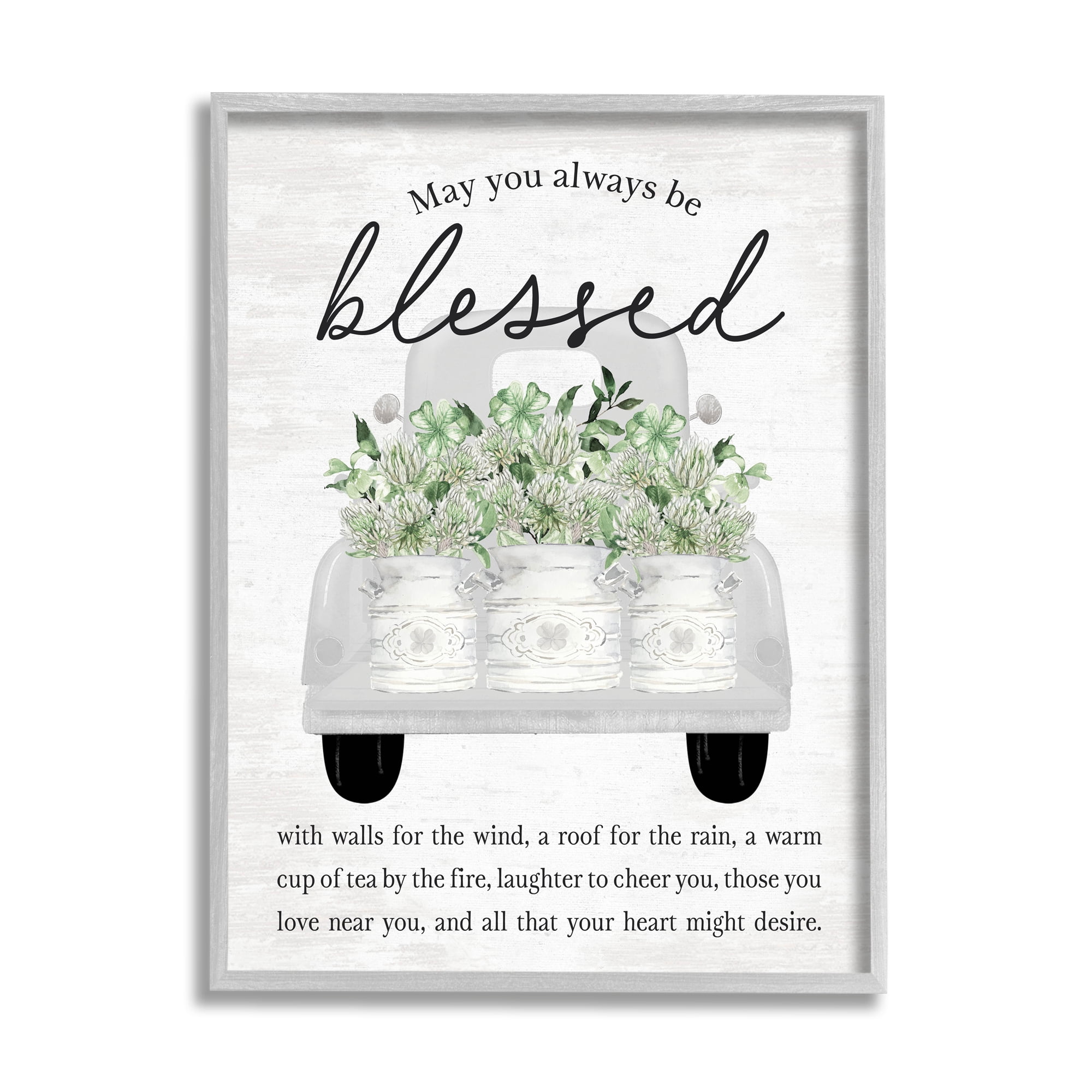 Stupell Industries Always Be Blessed Proverb Transportation Painting Gray Framed Art Print Wall Art, 11 x 14