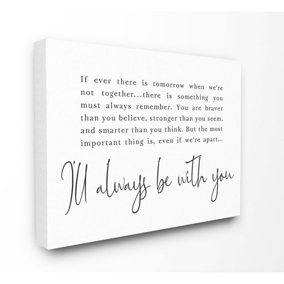 Stupell Industries Always Be With You Family Home Black And White Inspirational Word Design Canvas Wall Art by Lettered and Lined