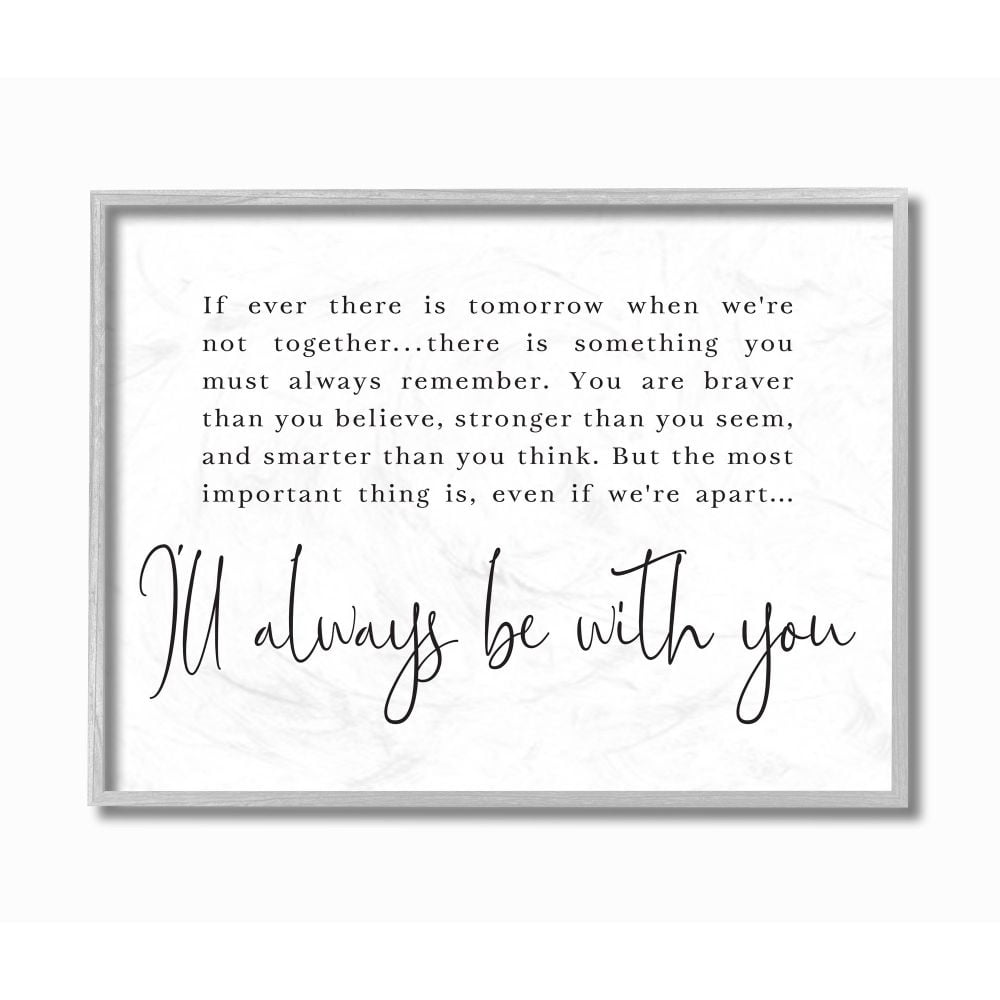 Stupell Industries Always Be With You Family Home Black And White Inspirational Word Design Framed Wall Art by Lettered and Lined