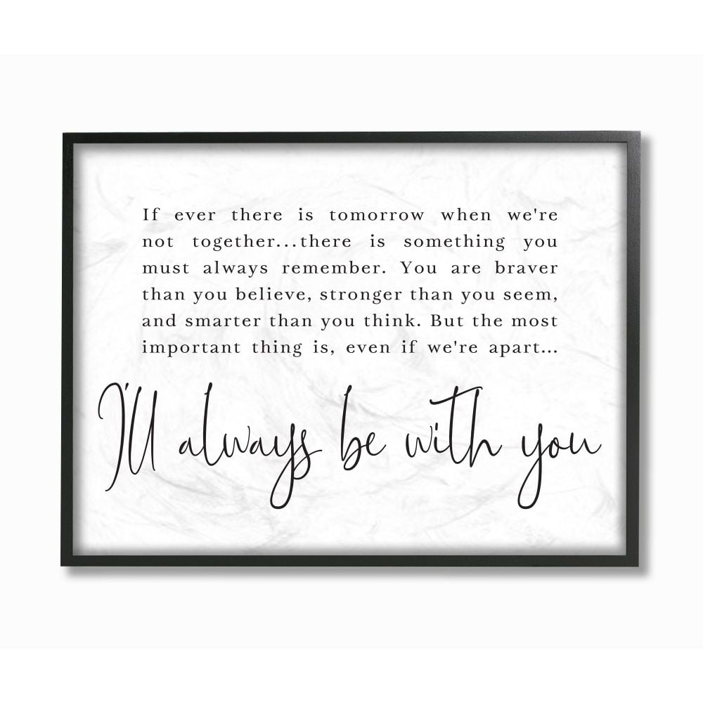 Stupell Industries Always Be With You Family Home Black And White Inspirational Word Design Framed Wall Art by Lettered and Lined
