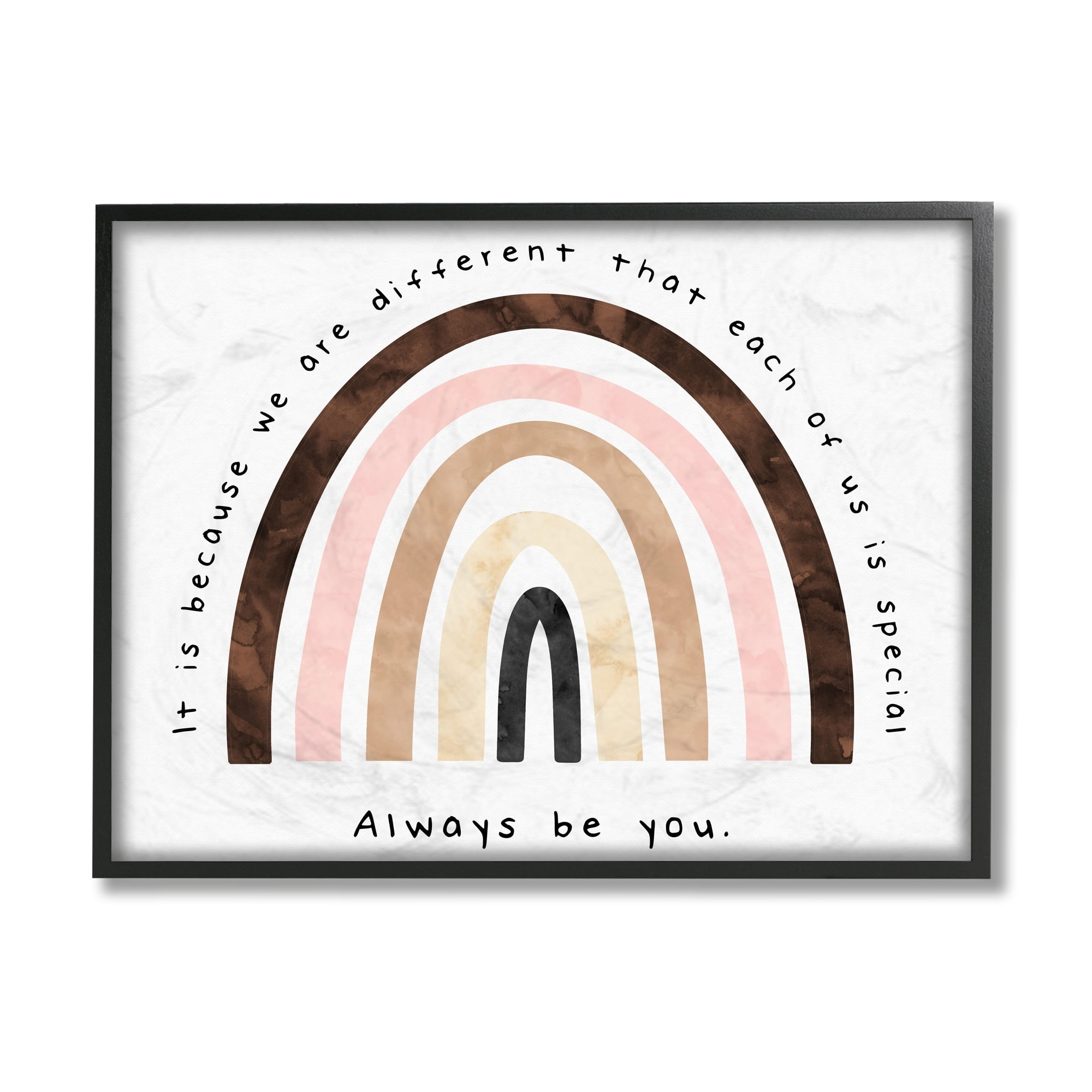 Stupell Industries Always Be You Phrase Inspirational Diversity Rainbow Typography Painting Black Framed Art Print Wall Art, 24 x 30