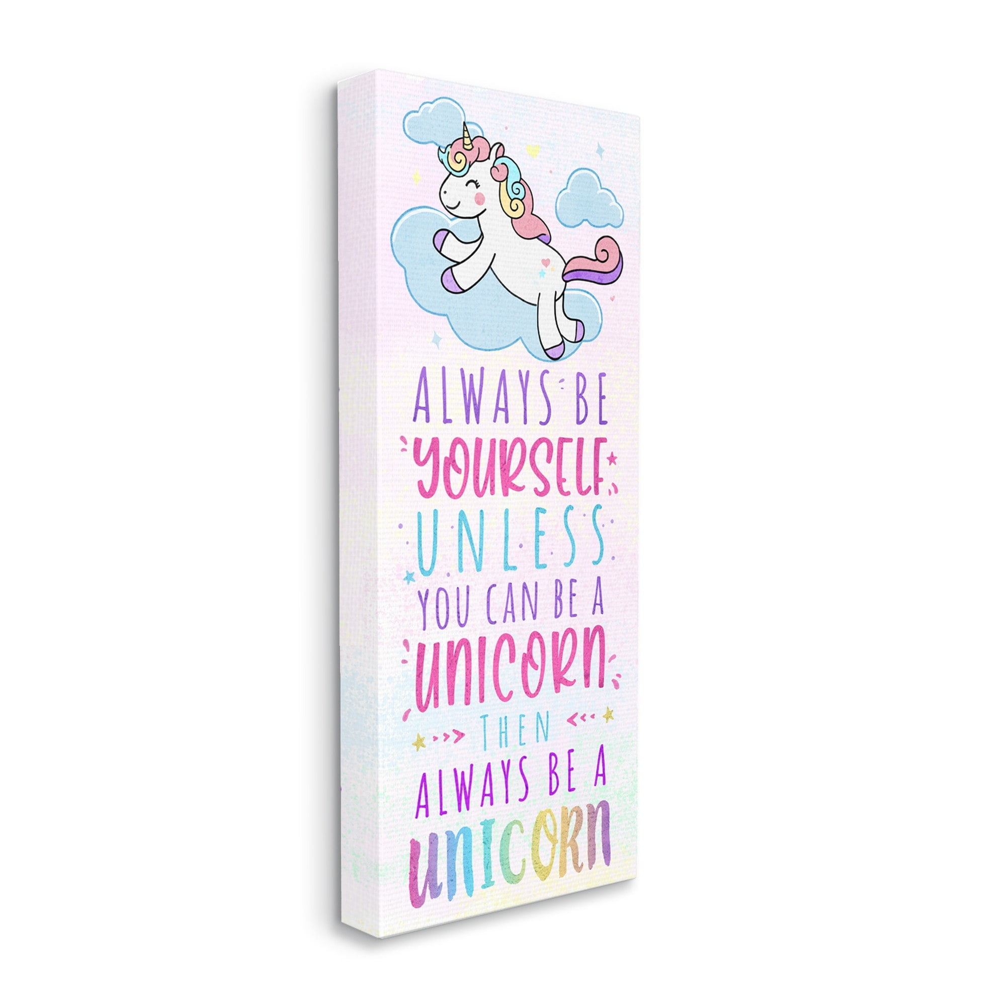 Always Be Yourself Unicorn Quote Pink Canvas Print, 20" x 48"