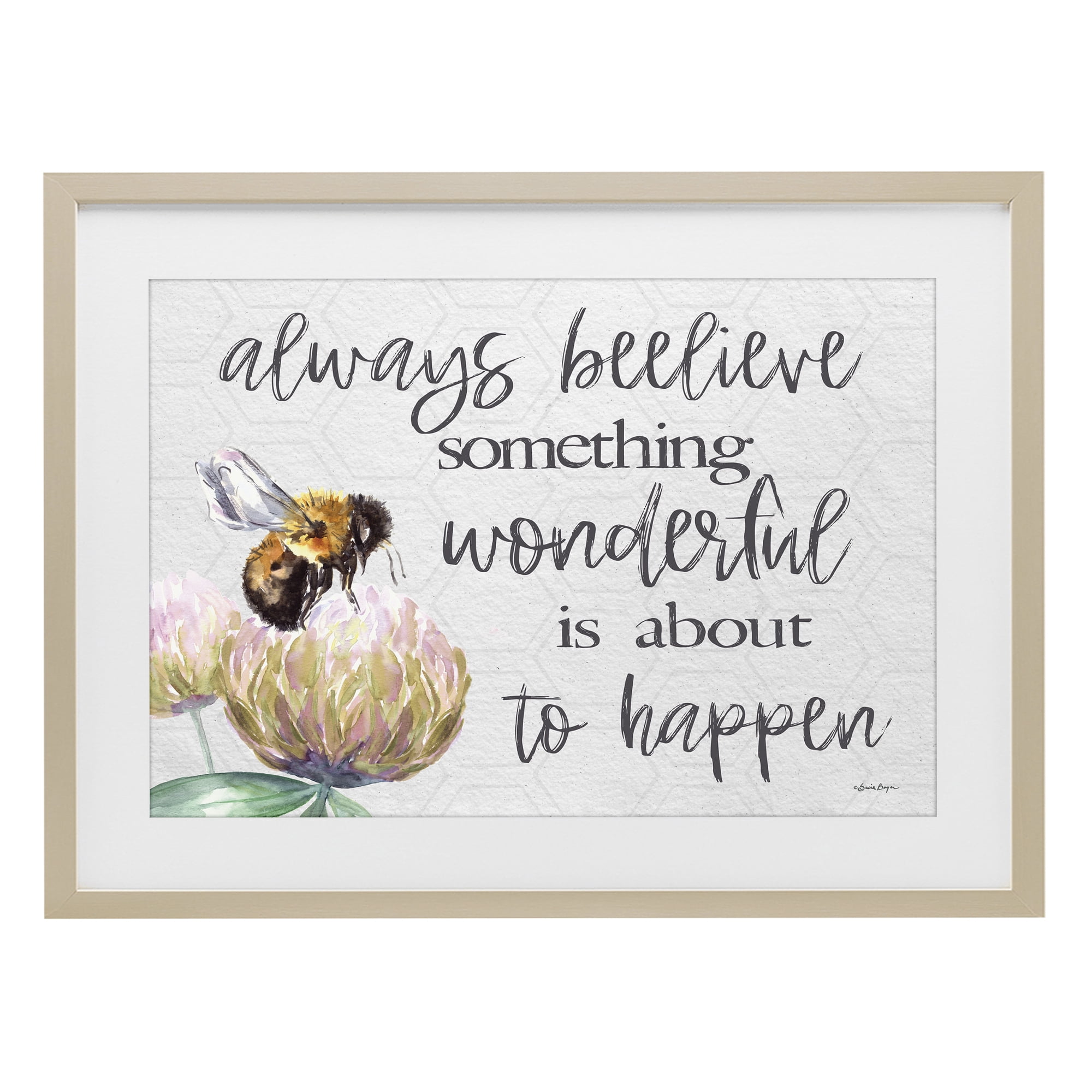 Stupell Industries Always Believe Something Wonderful Birch Framed Print Under Glass, design by Susie Boyer