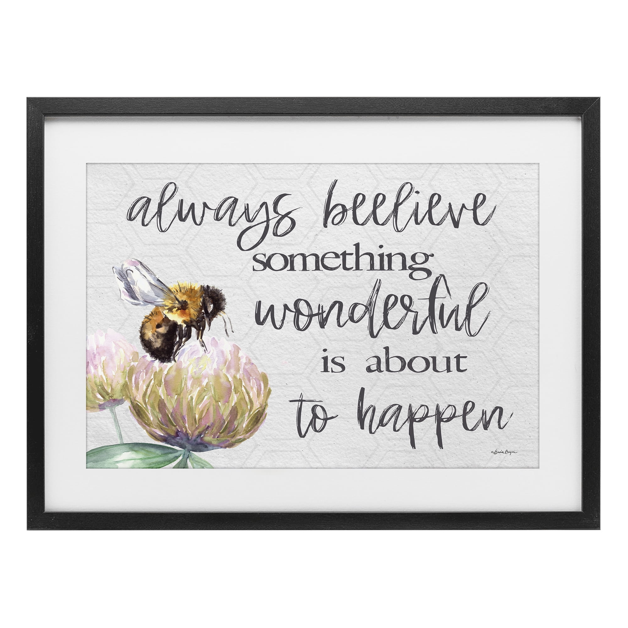 Stupell Industries Always Believe Something Wonderful Black Framed Print Under Glass, design by Susie Boyer