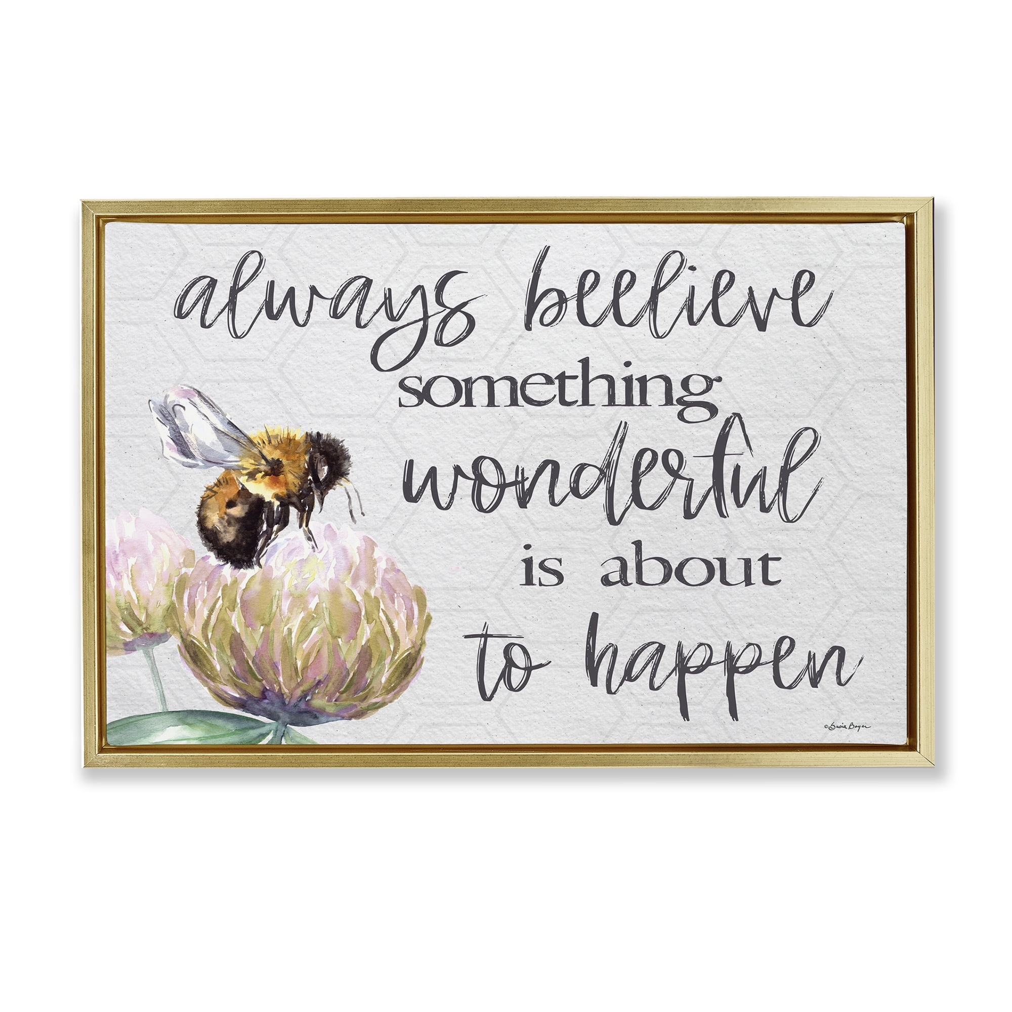 Stupell Industries Always Believe Something Wonderful Gold Framed Floater Canvas Wall Art, design by Susie Boyer