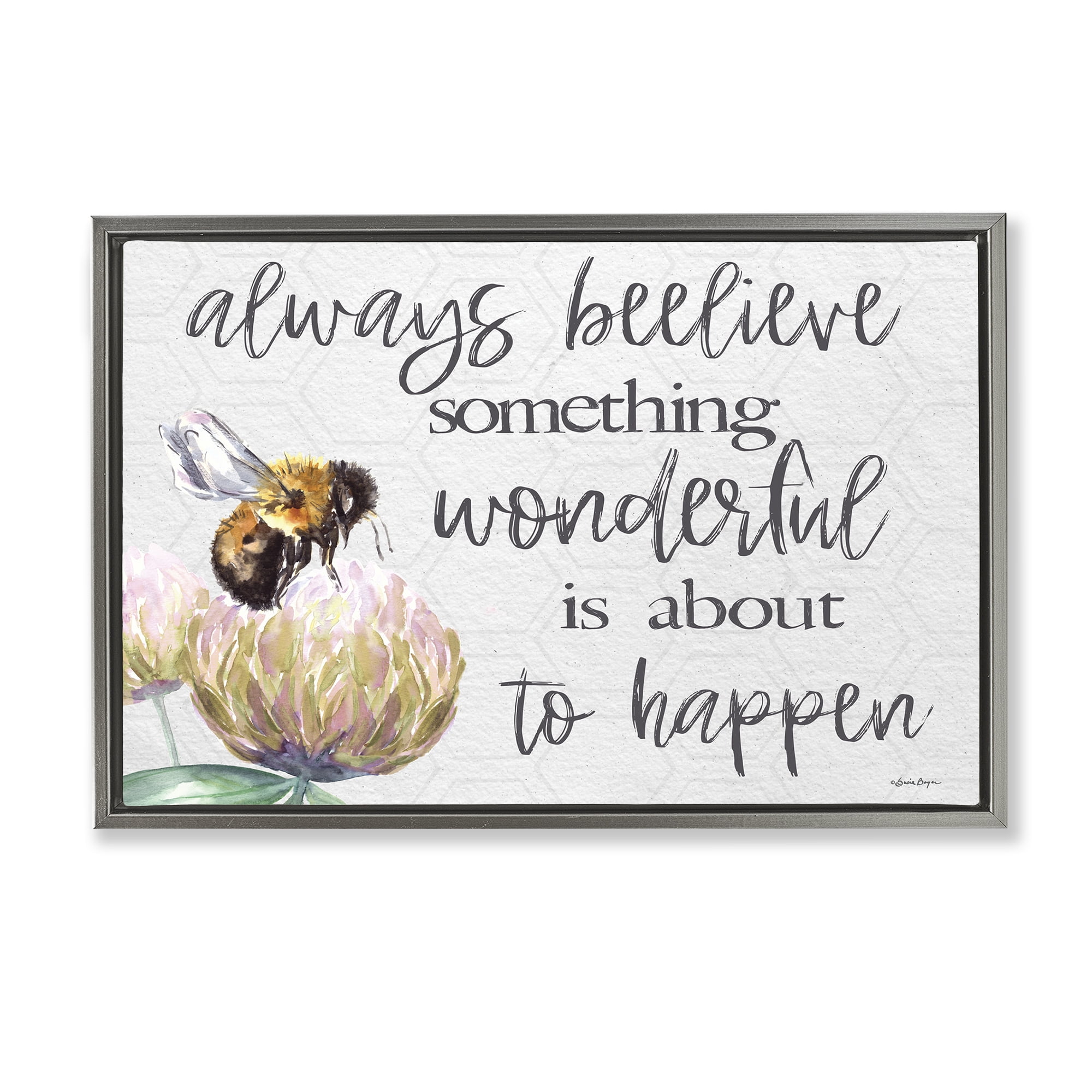 Stupell Industries Always Believe Something Wonderful Gray Framed Floater Canvas Wall Art, design by Susie Boyer