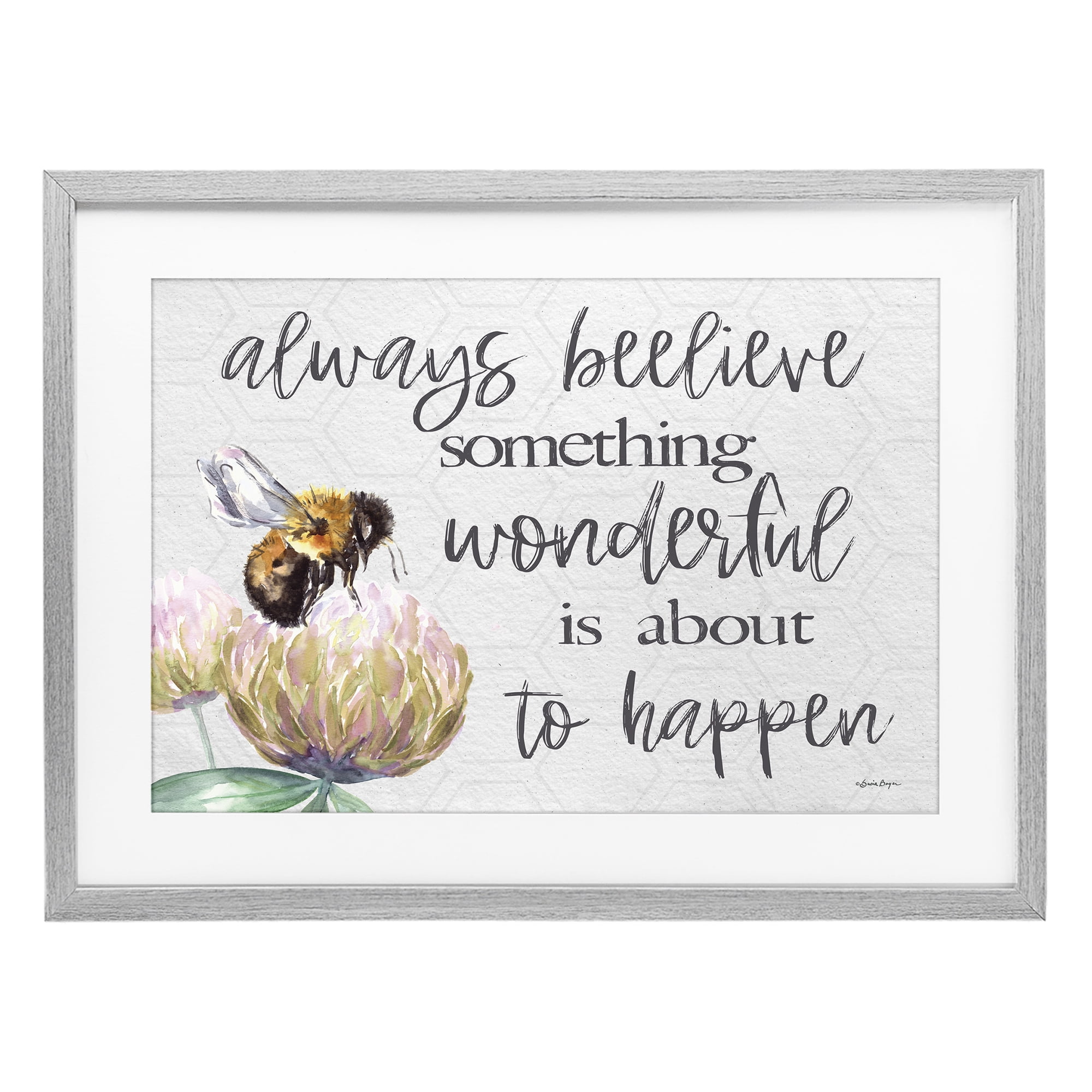 Stupell Industries Always Believe Something Wonderful Gray Framed Print Under Glass, design by Susie Boyer