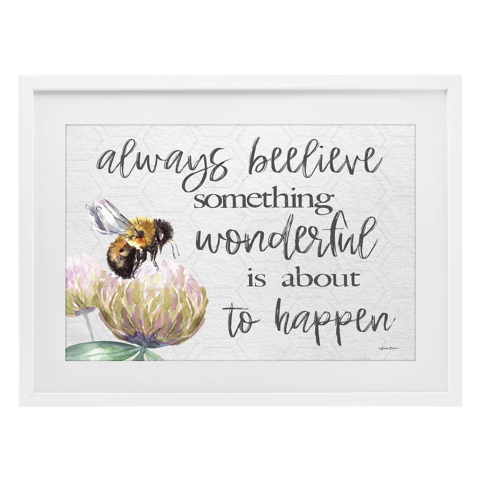 Stupell Industries Always Believe Something Wonderful White Framed Print Under Glass, design by Susie Boyer