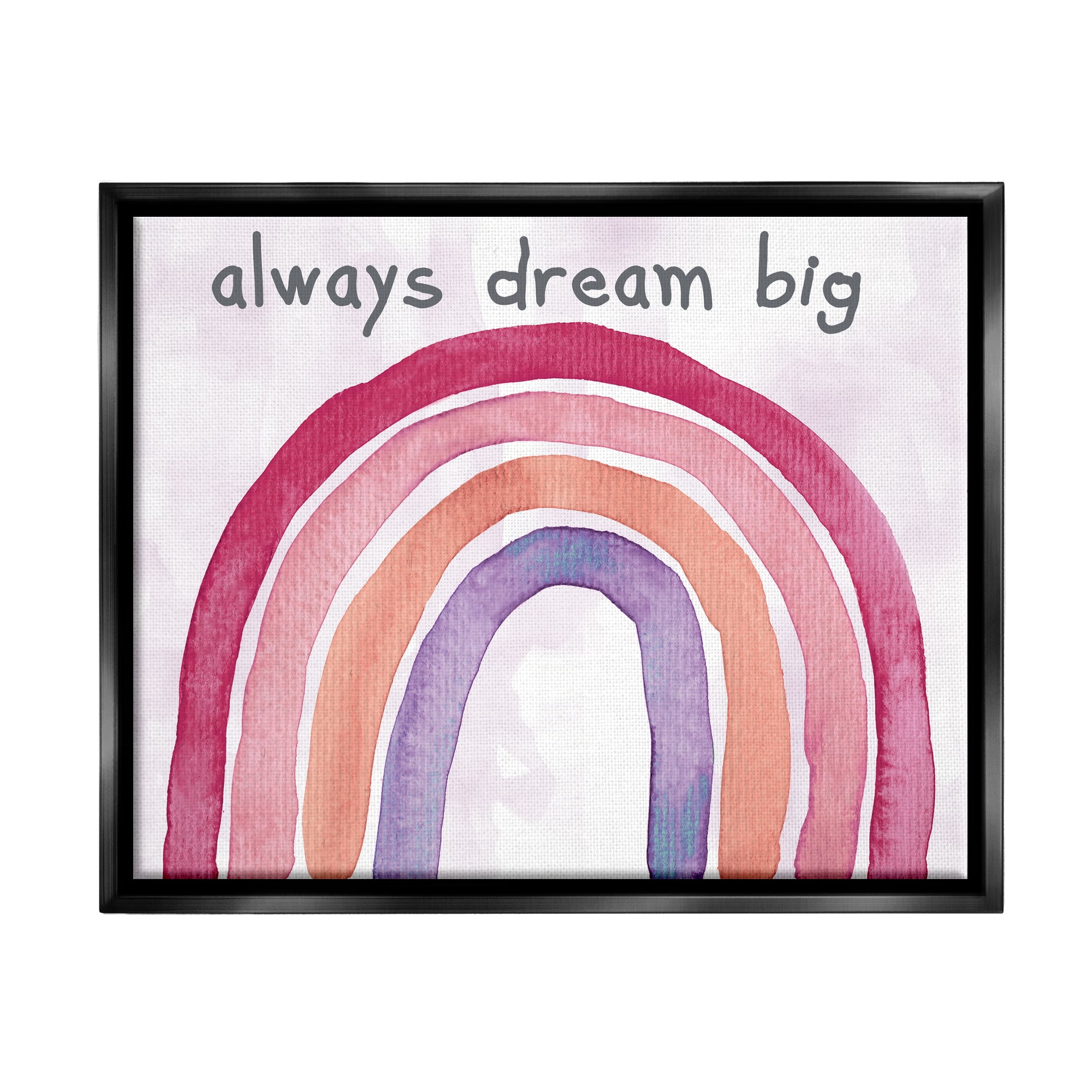 Stupell Industries Always Dream Big Rainbow Landscape Painting Black Floater Framed Canvas Art Print Wall Art, 21 x 17