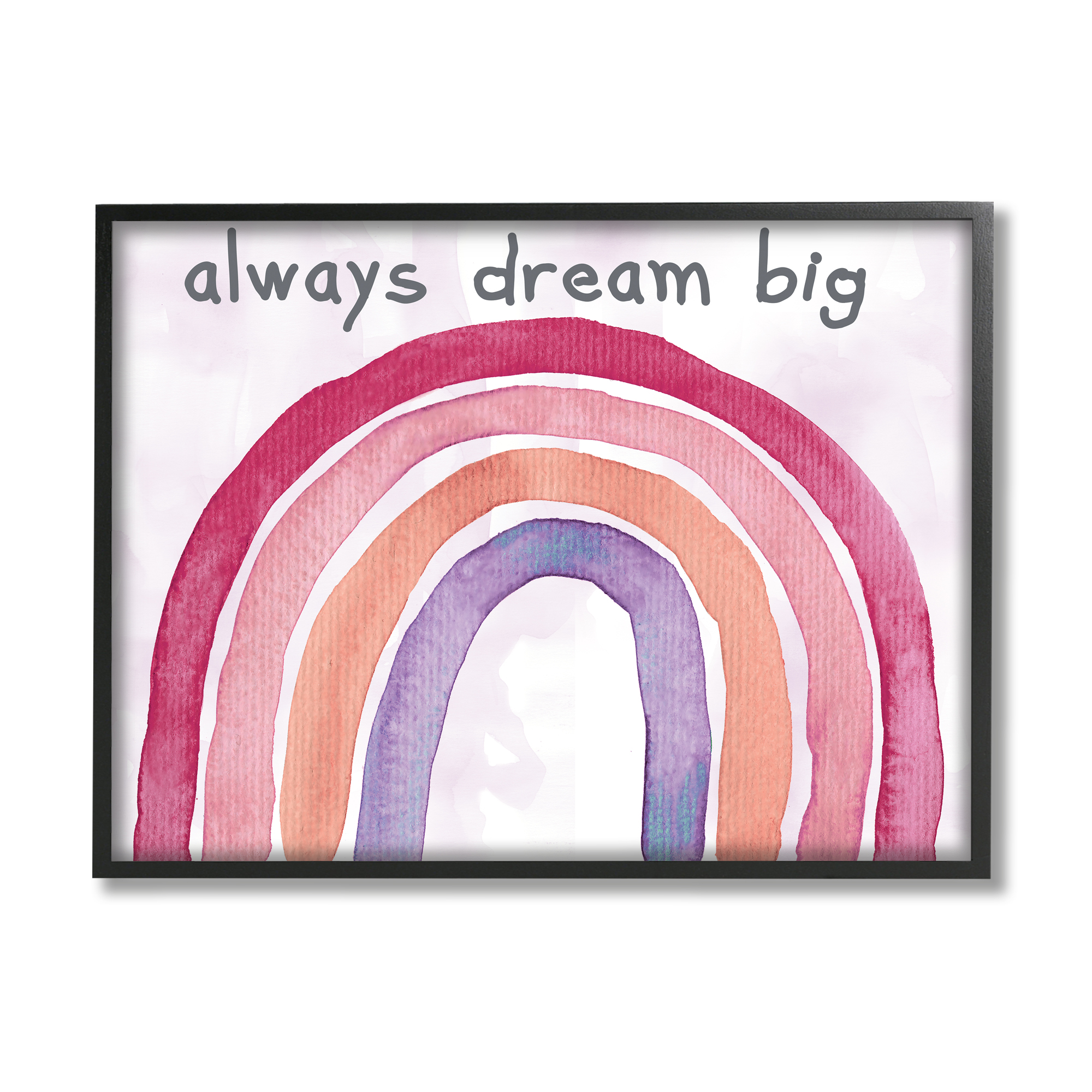 Stupell Industries Always Dream Big Rainbow Landscape Painting Black Framed Art Print Wall Art, 14 x 11