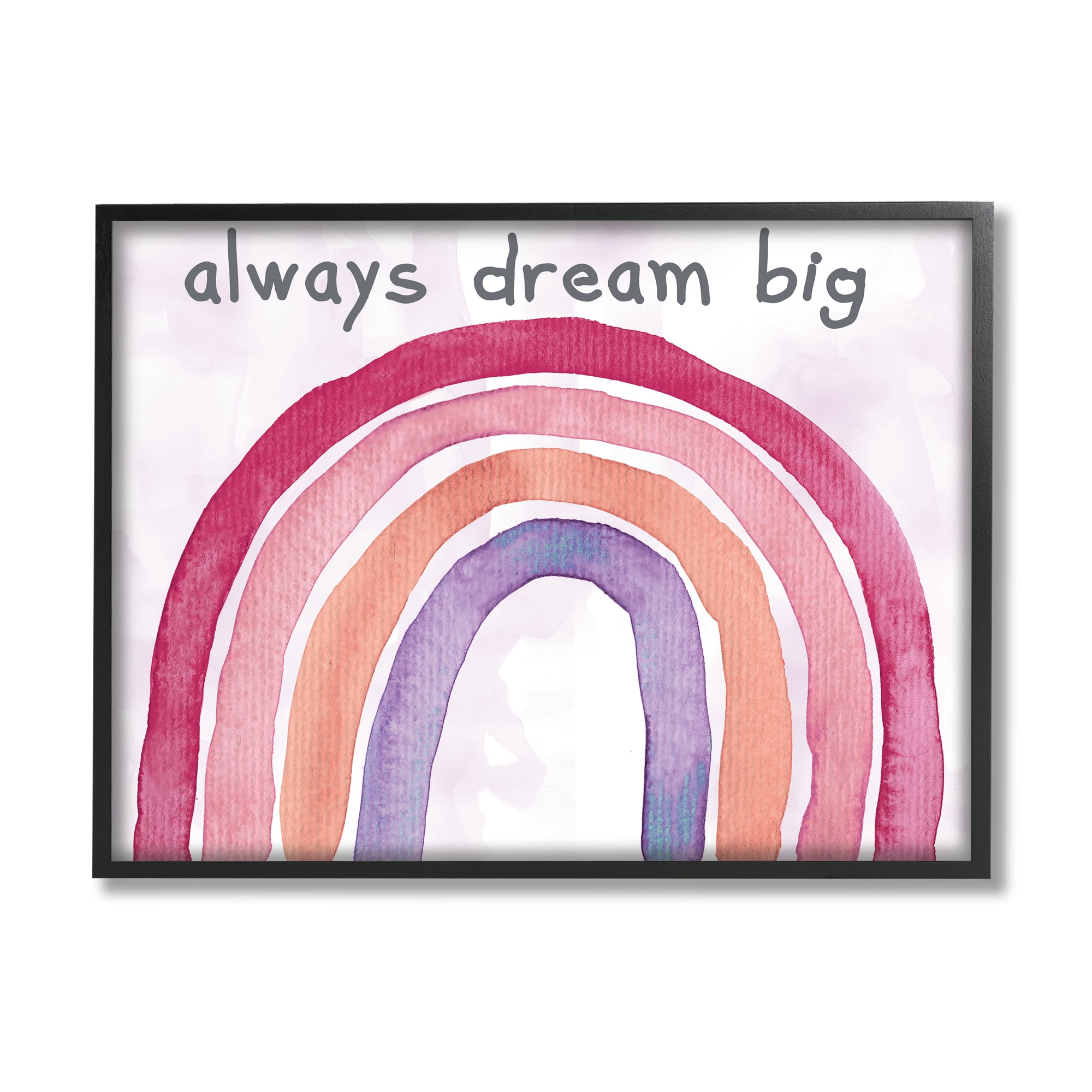 Stupell Industries Always Dream Big Rainbow Landscape Painting Black Framed Art Print Wall Art, 20 x 16