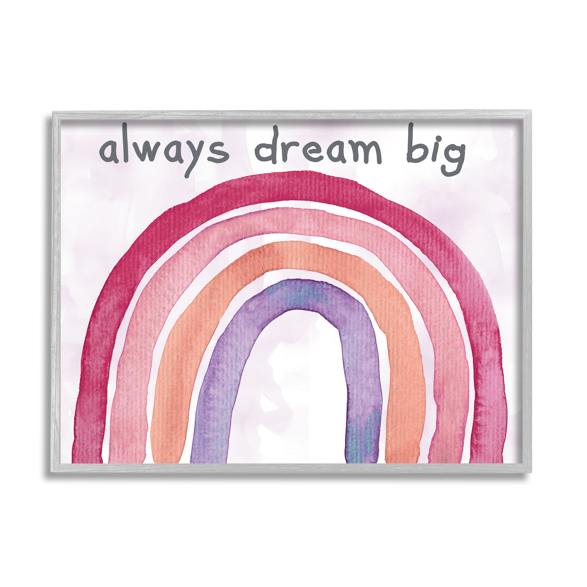Stupell Industries Always Dream Big Rainbow Landscape Painting Gray Framed Art Print Wall Art, 20 x 16