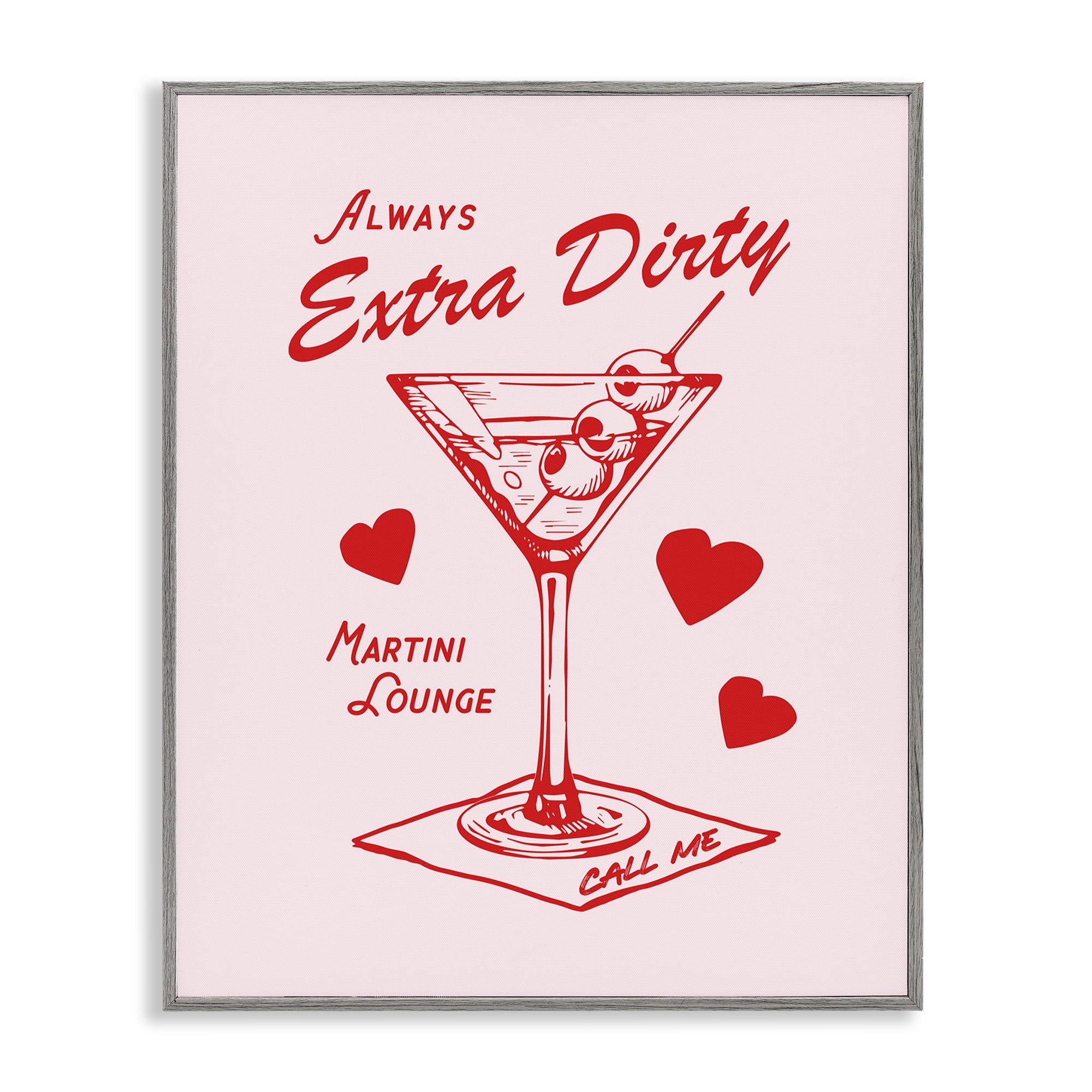 Stupell Industries Always Extra Dirty Martini Food & Beverage Painting Gray Framed Art Print Wall Art, 16 x 20