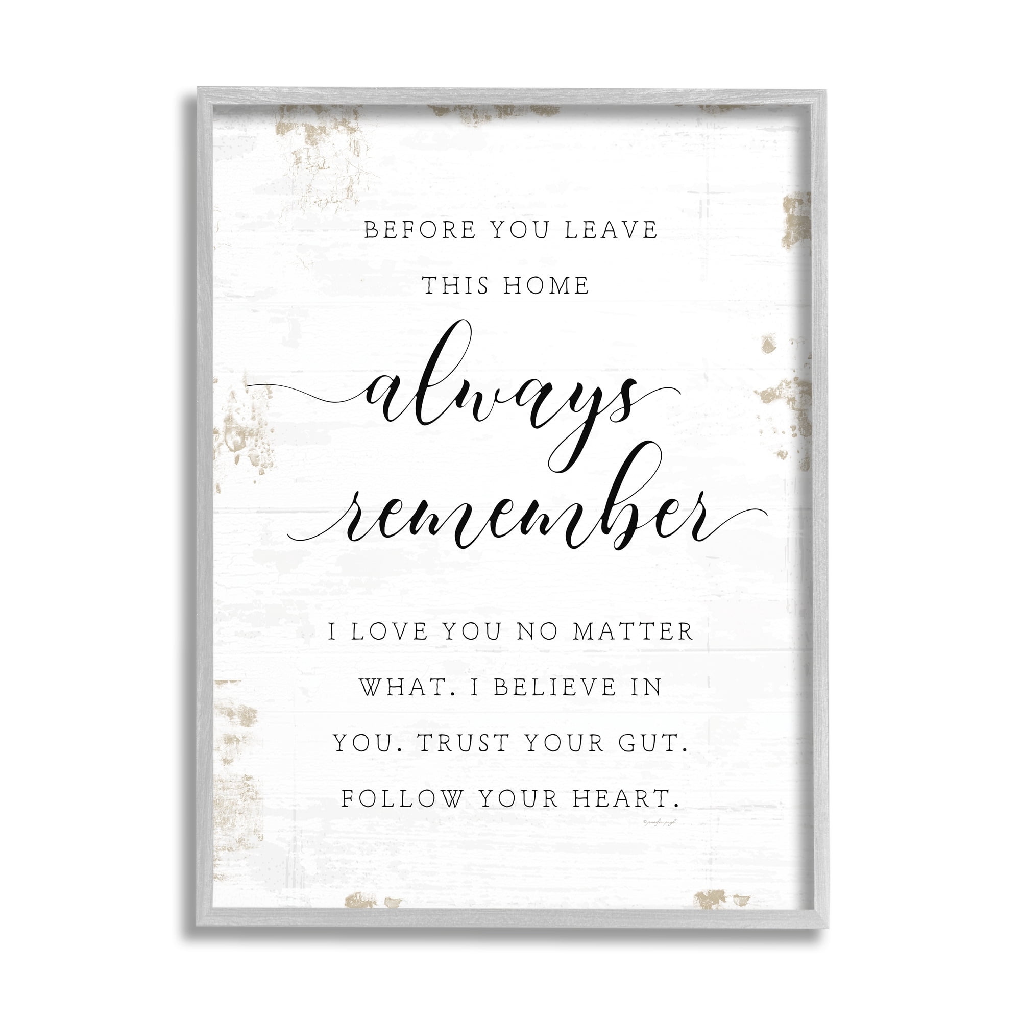 Stupell Industries Always Follow Your Heart Phrase Country Home Charm Graphic Art Framed Art Print Wall Art, 24x30, By Jennifer Pugh