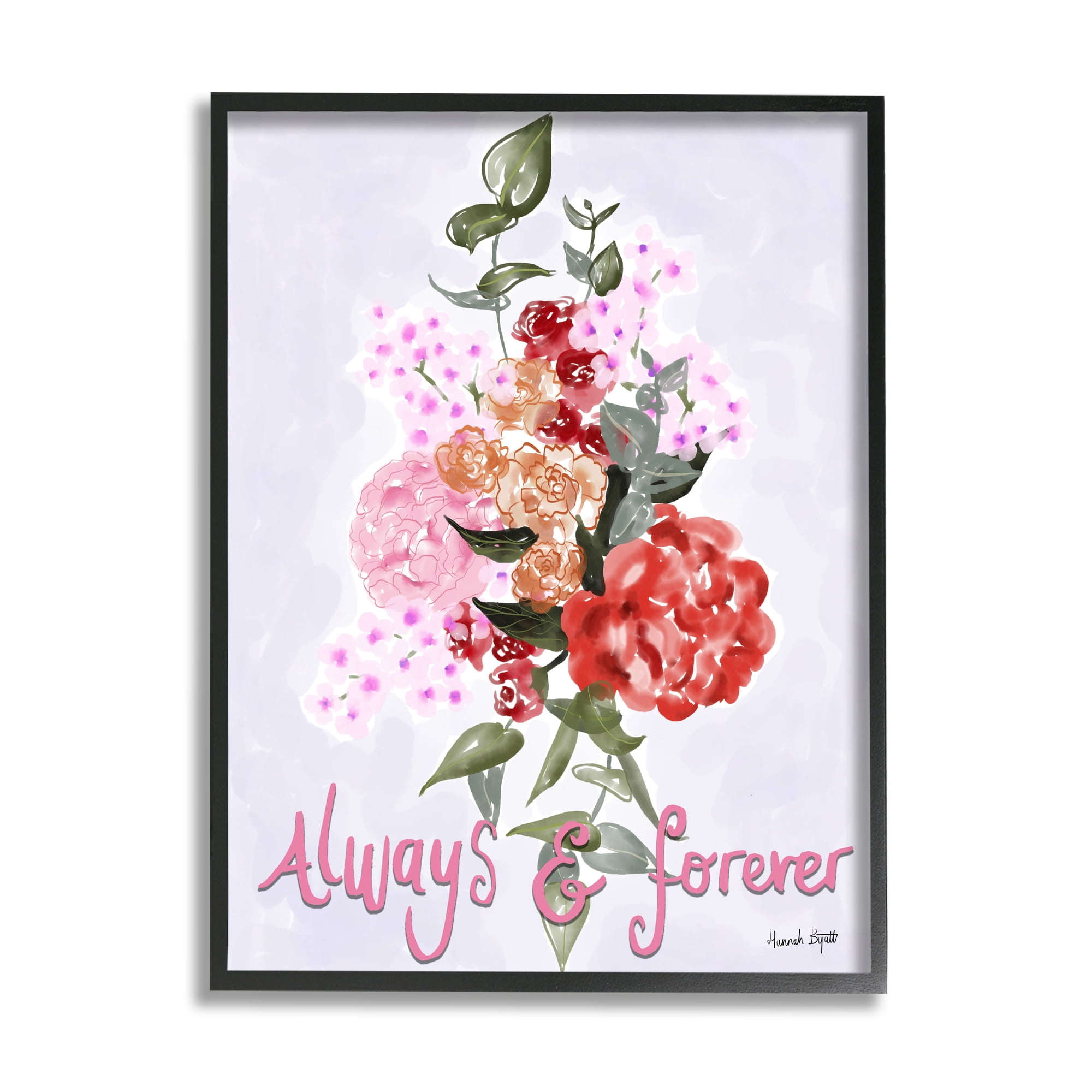 Stupell Industries Always & Forever Flowers Botanical & Floral Painting Black Framed Art Print Wall Art, 11 x 14