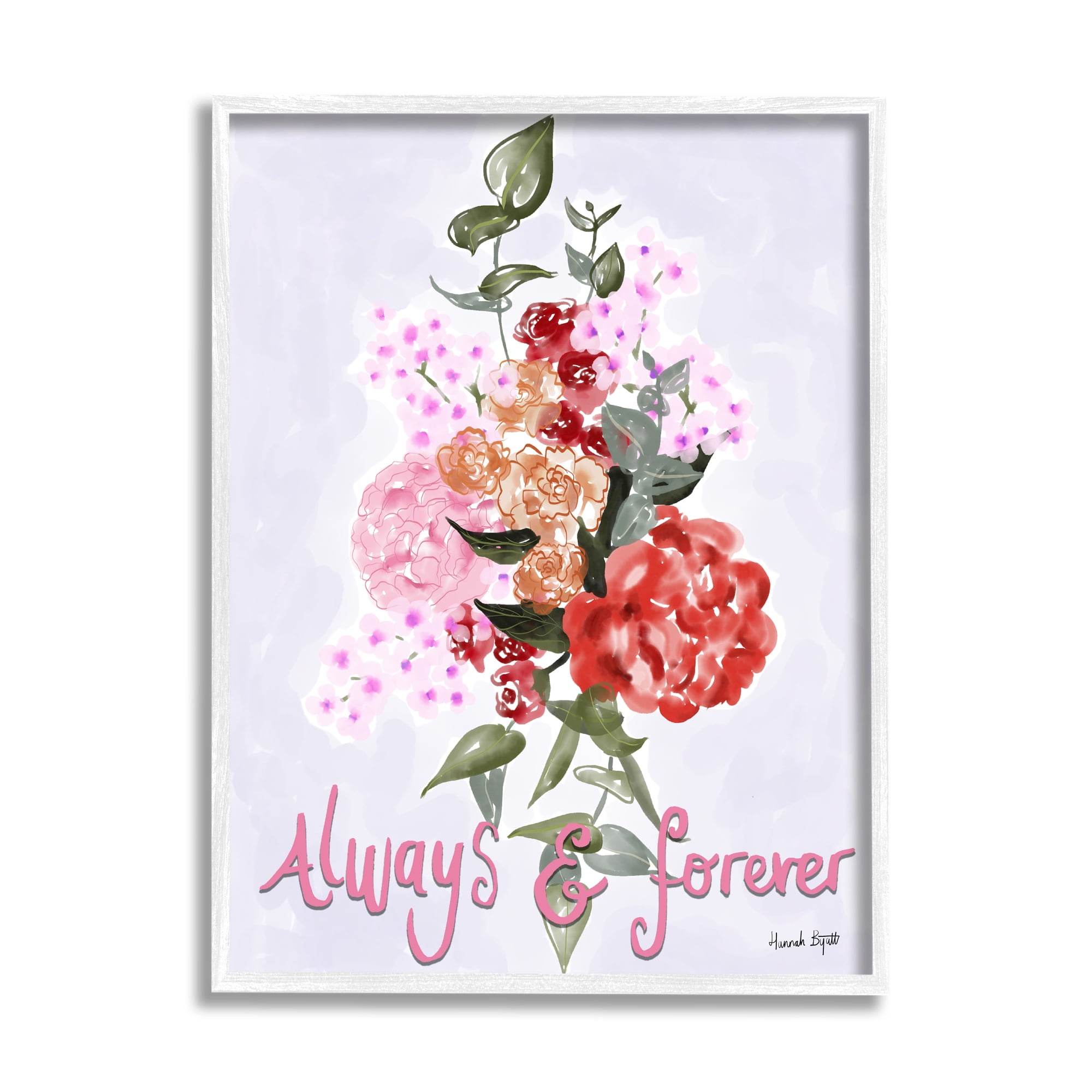 Stupell Industries Always & Forever Flowers Botanical & Floral Painting White Framed Art Print Wall Art, 11 x 14