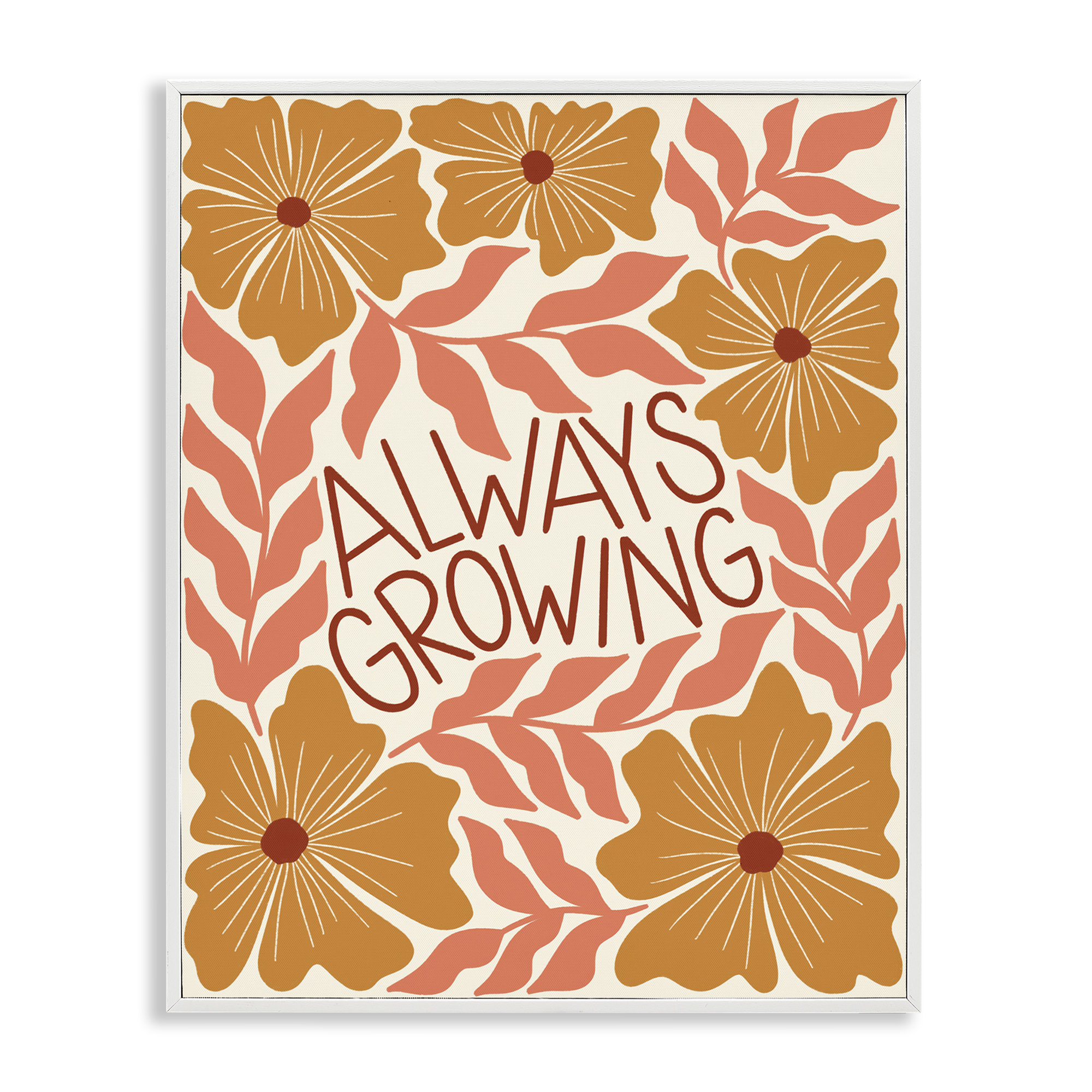 Stupell Industries Always Growing Funky Florals Plants & Flowers Painting White Framed Art Print Wall Art, 16 x 20