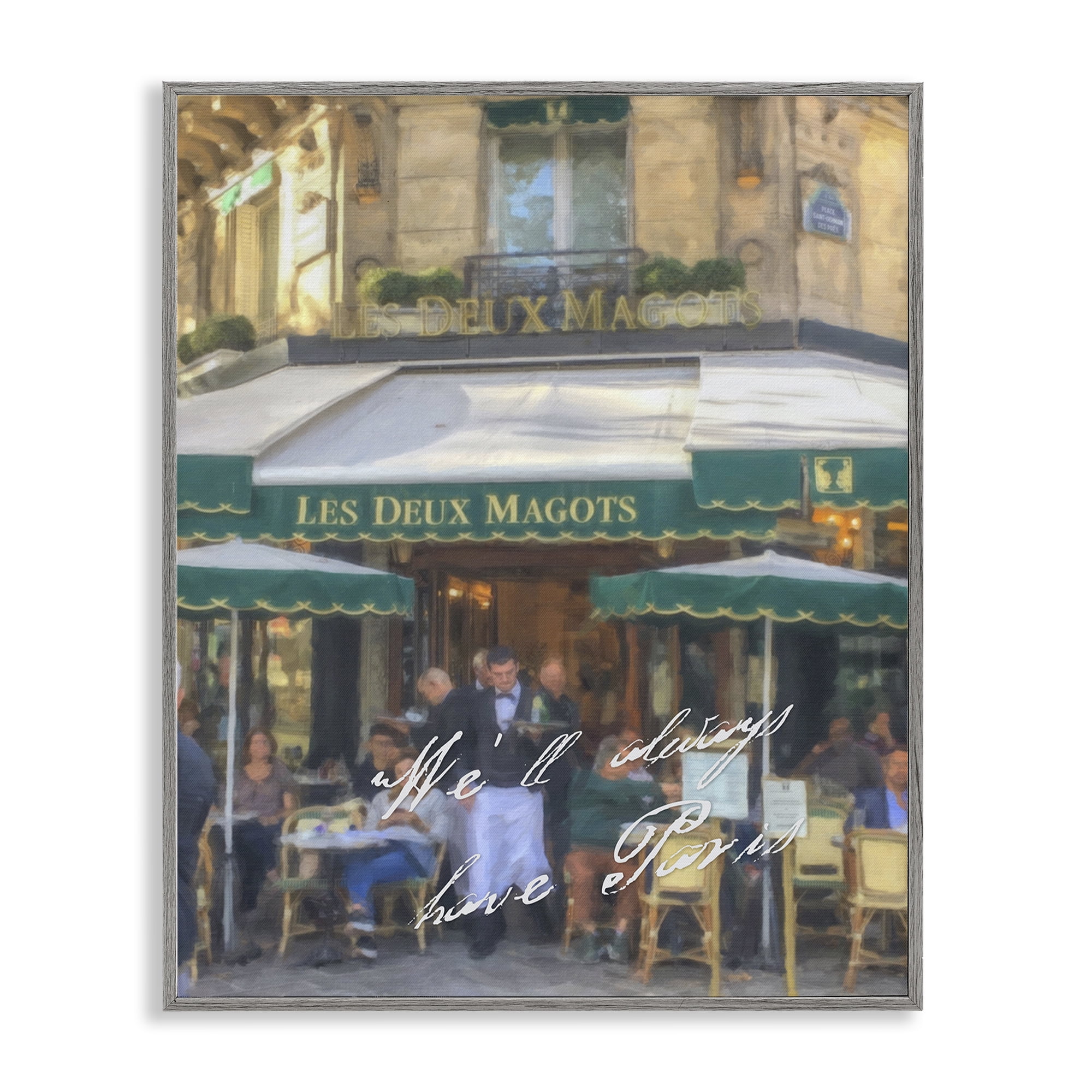 Stupell Industries Always Have Paris Bistro Buildings & Architecture Painting Gray Framed Art Print Wall Art, 16 x 20