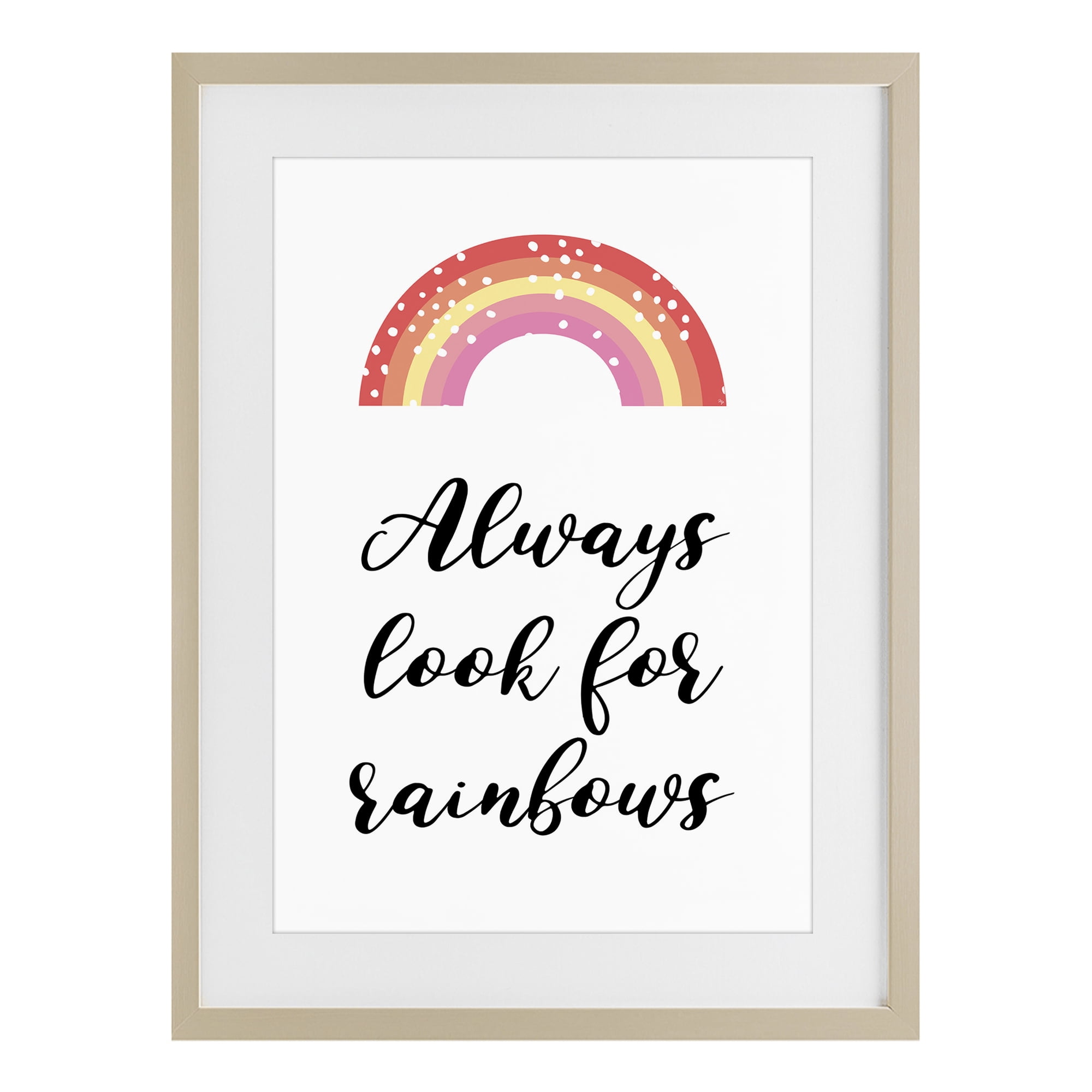 Stupell Industries Always Look For Rainbows Birch Framed Print Under Glass, design by Martina Pavlova