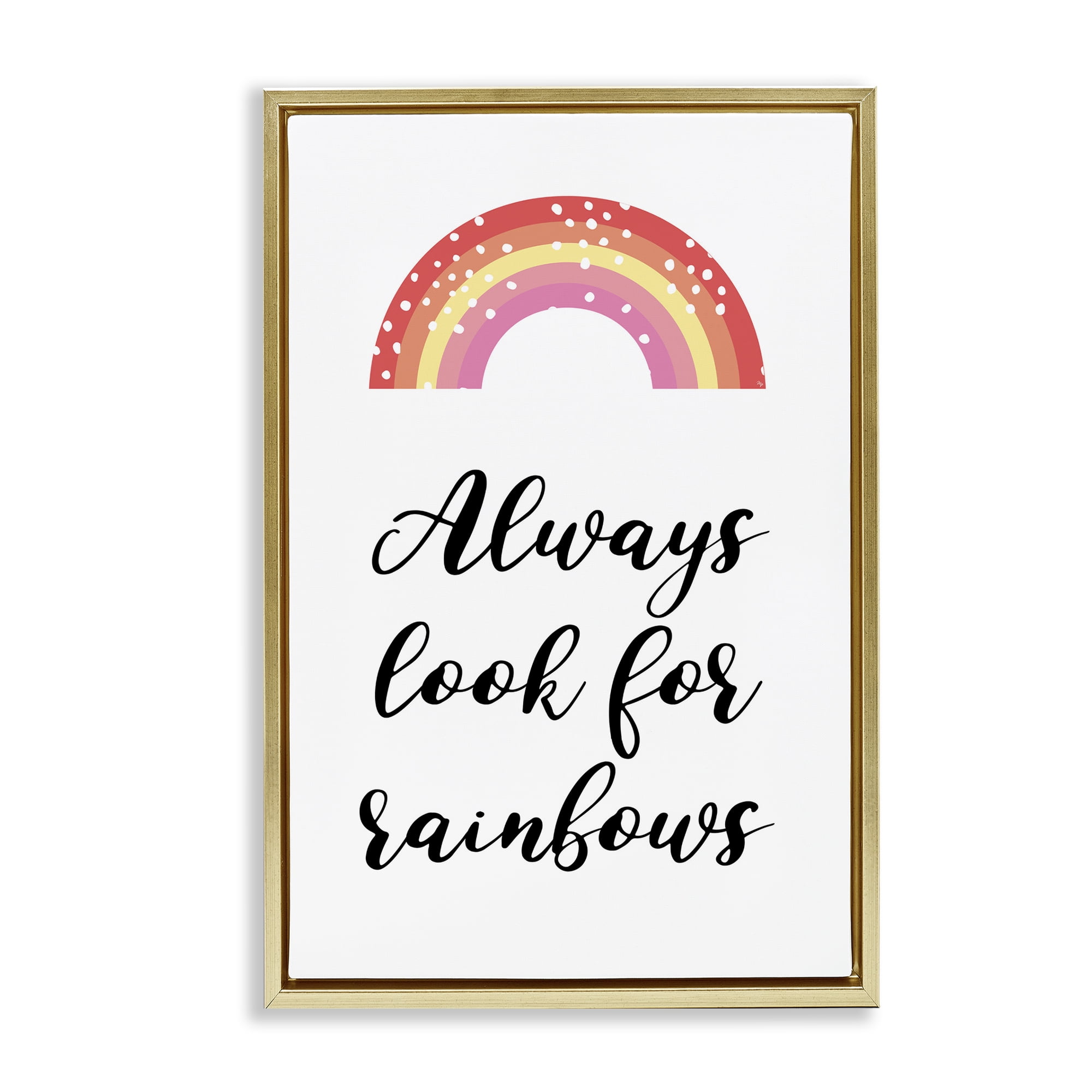 Stupell Industries Always Look For Rainbows Gold Framed Floater Canvas Wall Art, design by Martina Pavlova