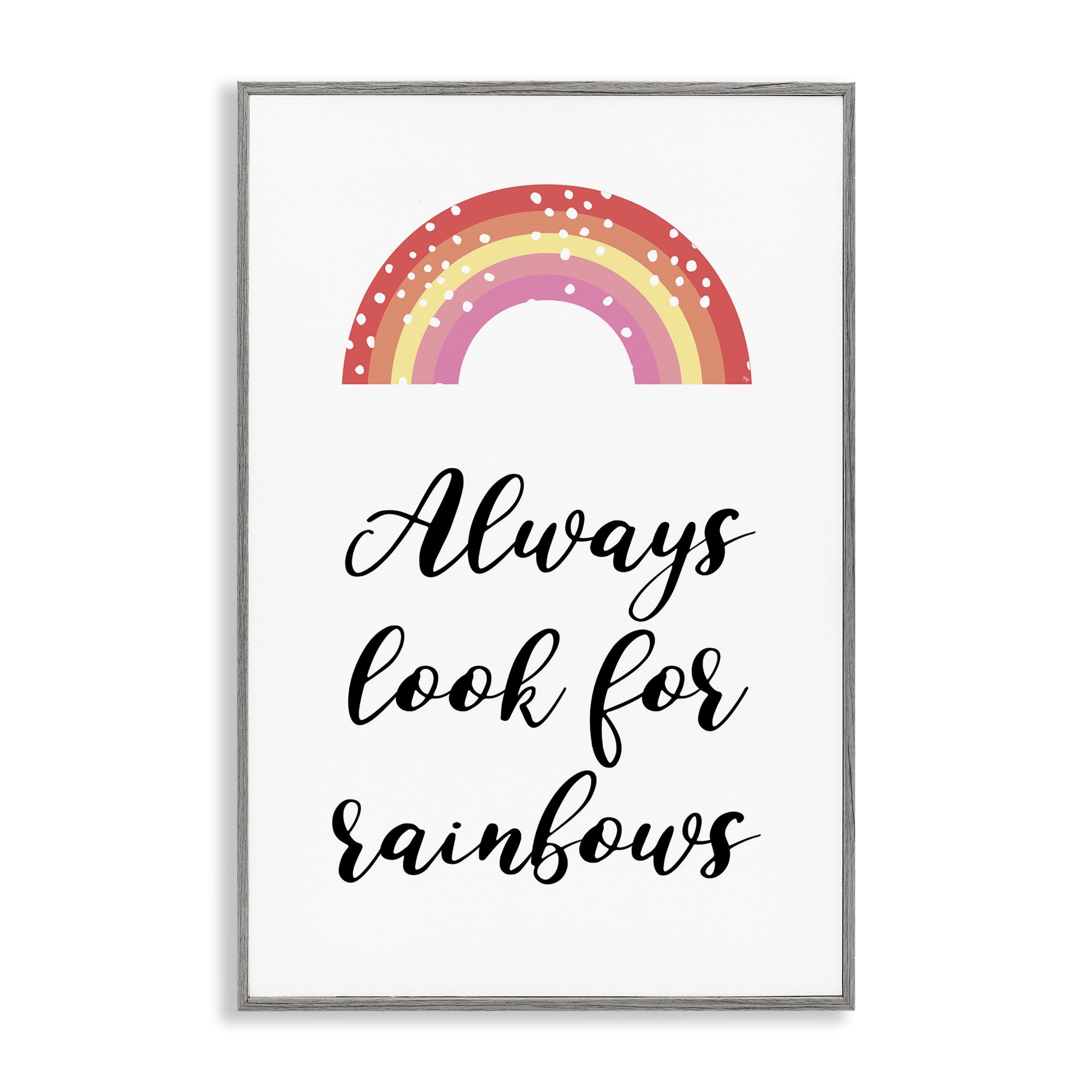 Stupell Industries Always Look For Rainbows Gray Framed Giclee Art, design by Martina Pavlova