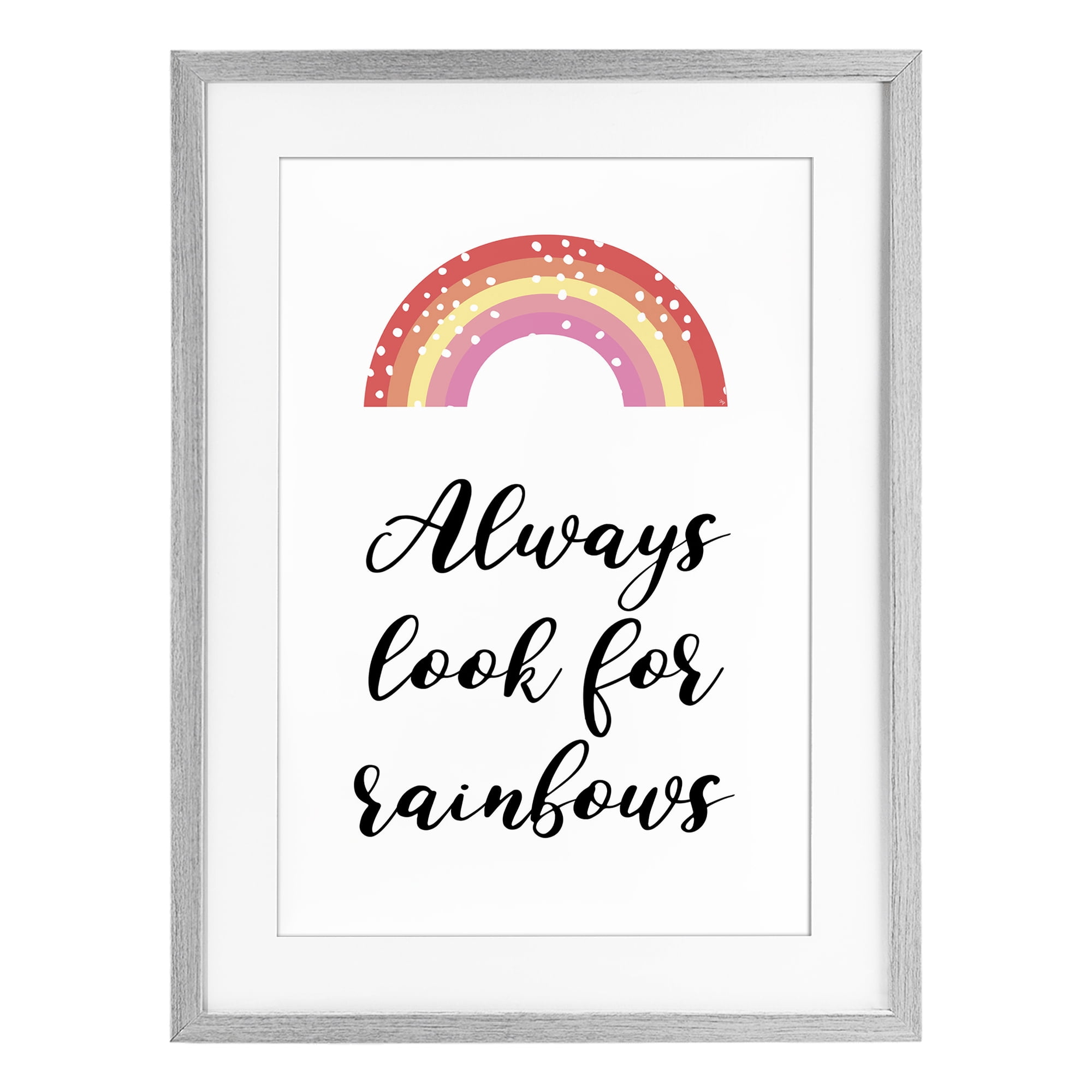 Stupell Industries Always Look For Rainbows Gray Framed Print Under Glass, design by Martina Pavlova