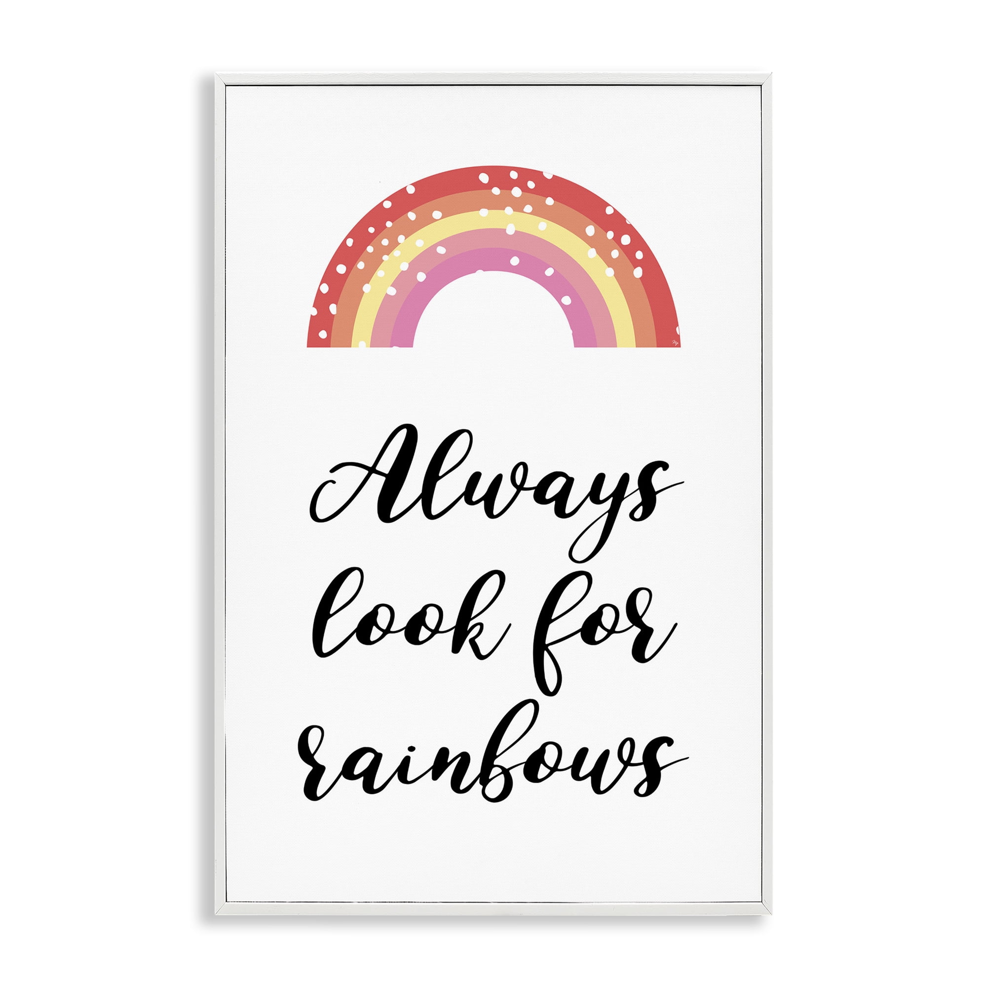 Stupell Industries Always Look For Rainbows White Framed Giclee Art, design by Martina Pavlova
